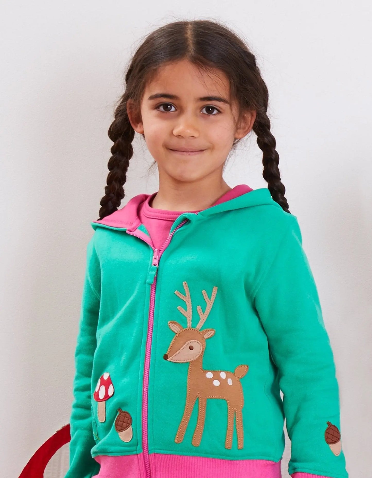 Organic Fawn Applique Hoodie Toby Tiger