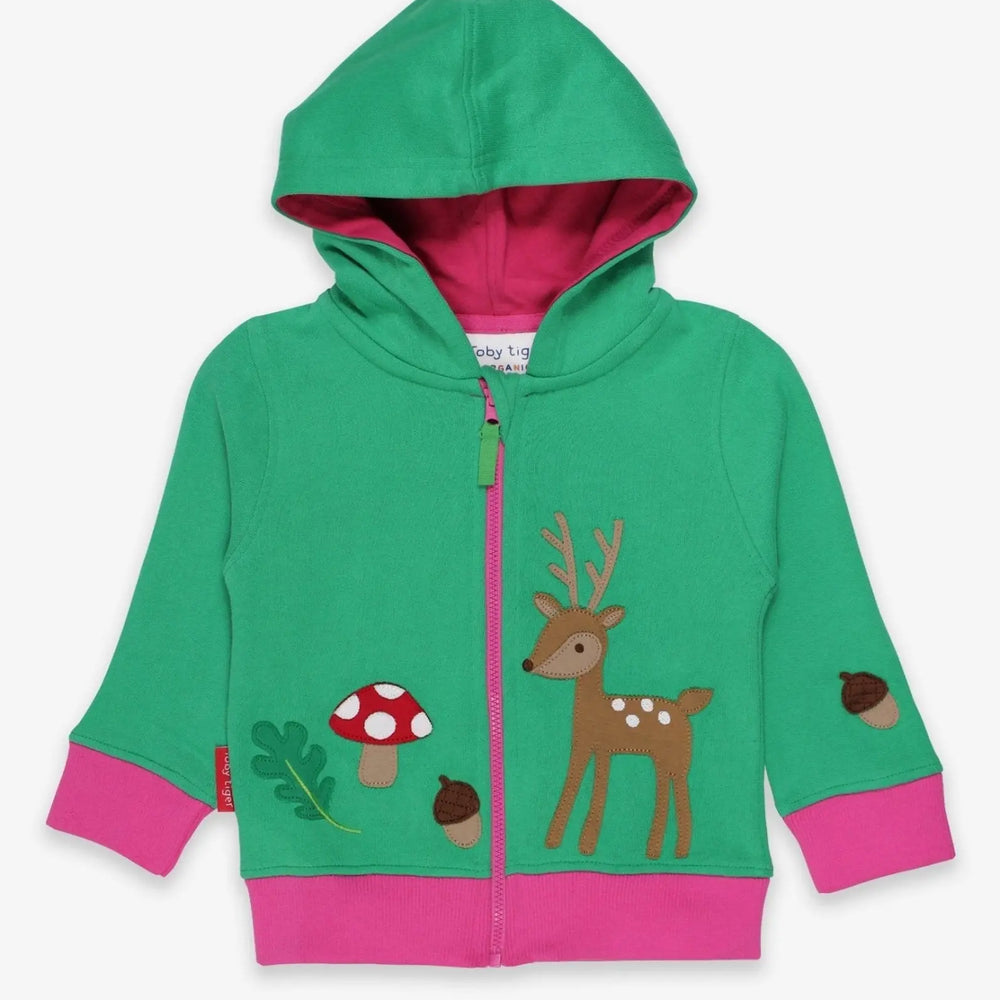 Organic Fawn Applique Hoodie Toby Tiger