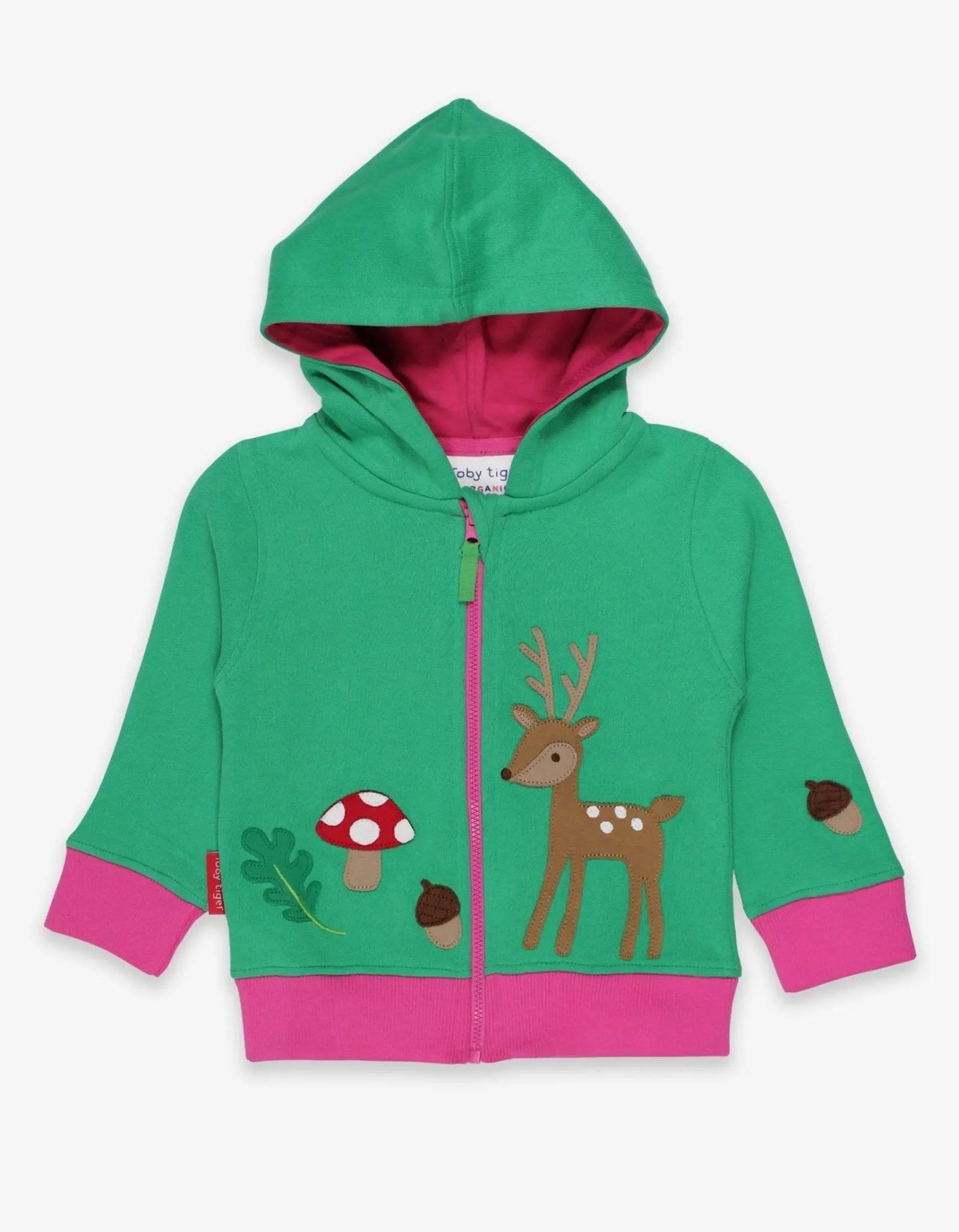 Organic Fawn Applique Hoodie Toby Tiger