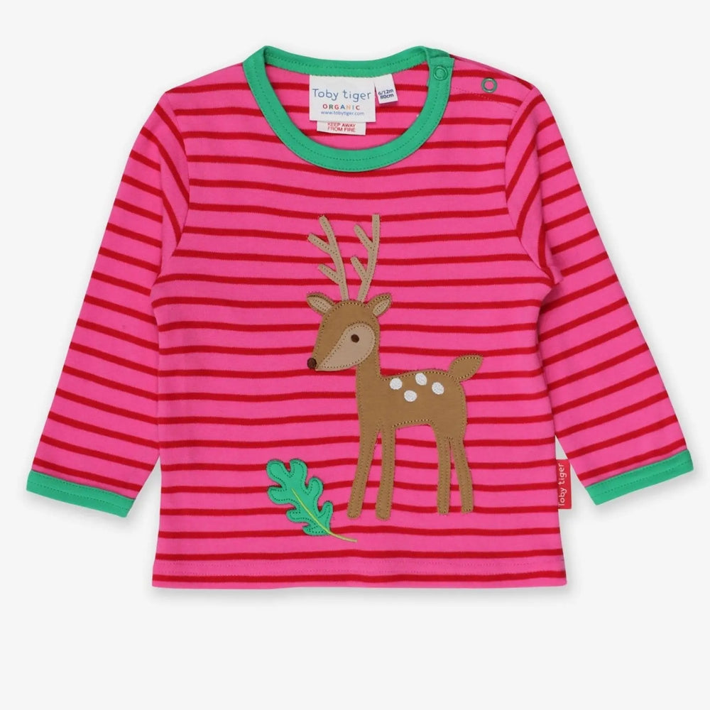 Organic Fawn Applique Long-Sleeved T-Shirt Toby Tiger