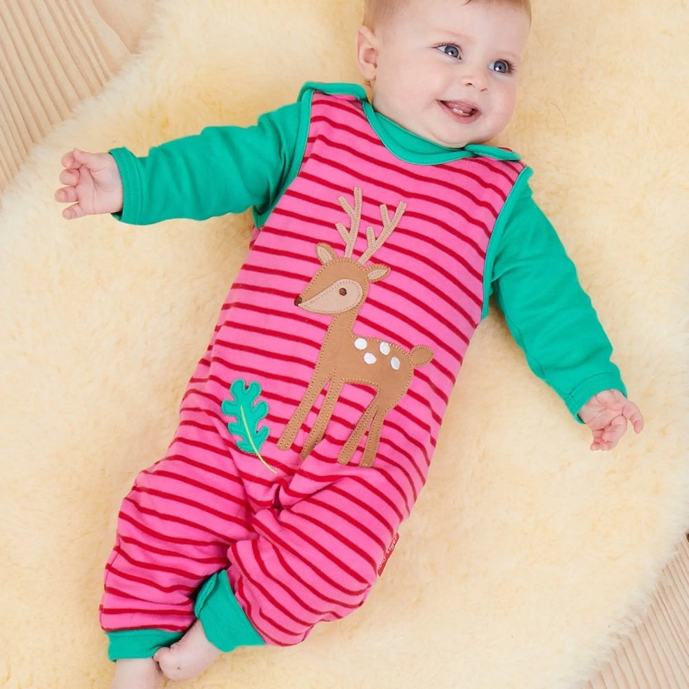 Organic Fawn Applique Slungarees Toby Tiger