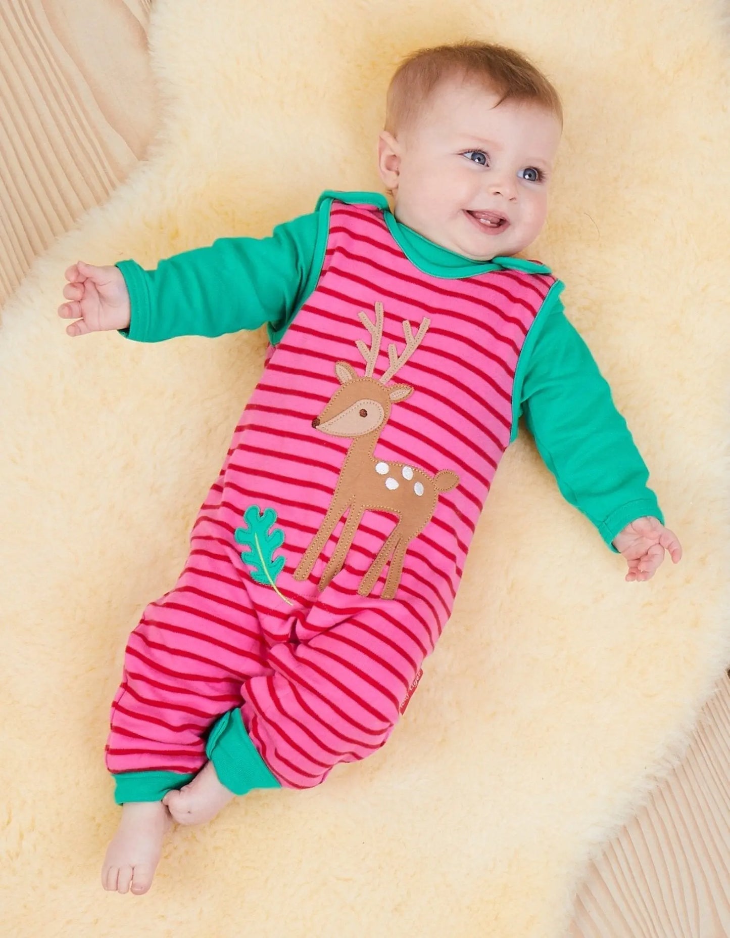Organic Fawn Applique Slungarees Toby Tiger