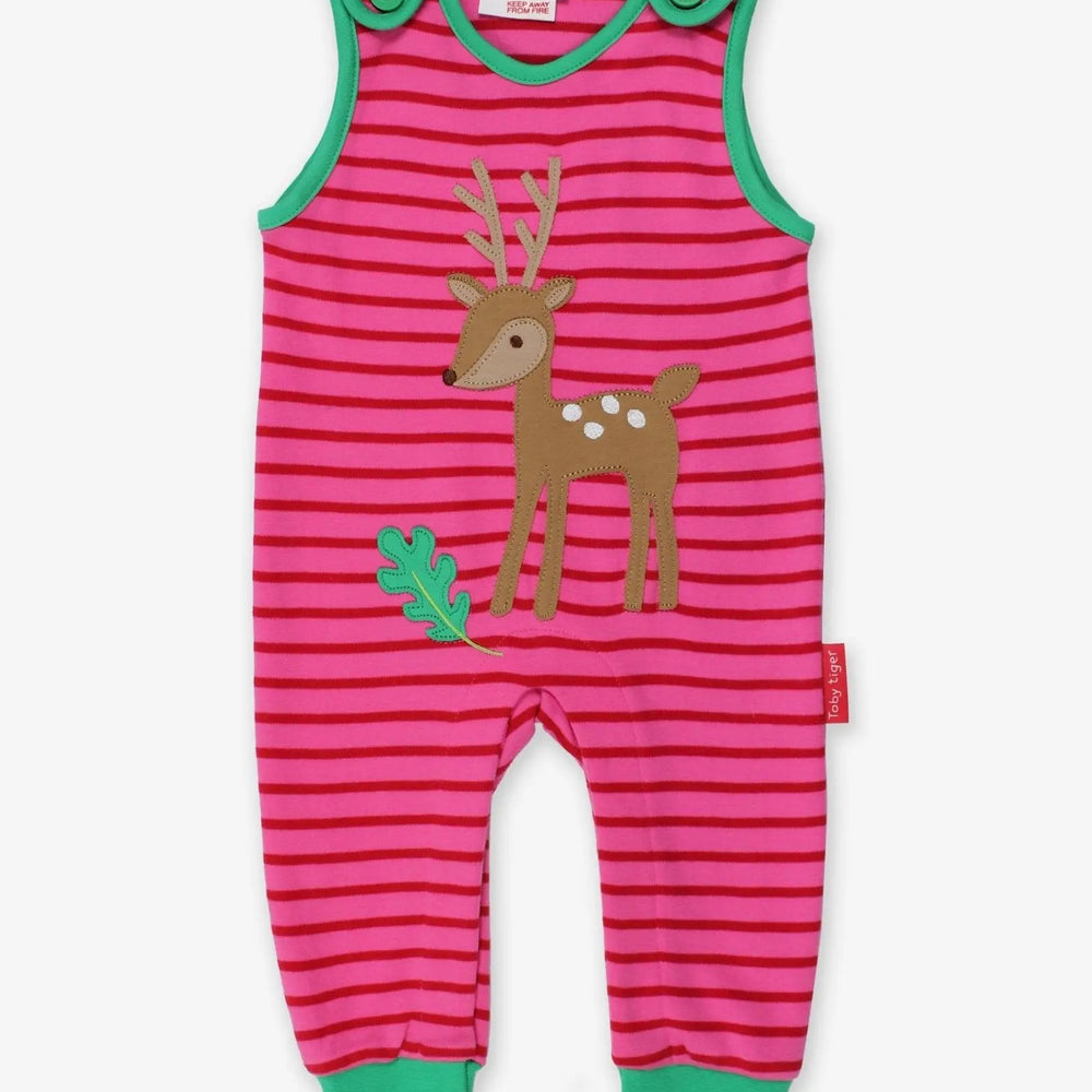 Organic Fawn Applique Slungarees Toby Tiger