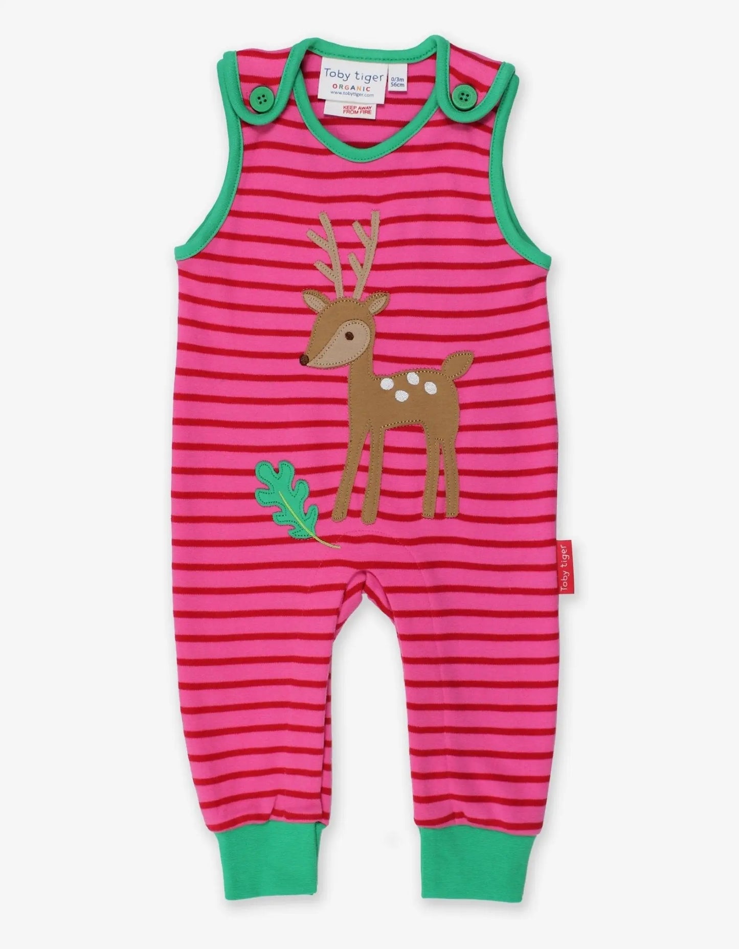 Organic Fawn Applique Slungarees Toby Tiger