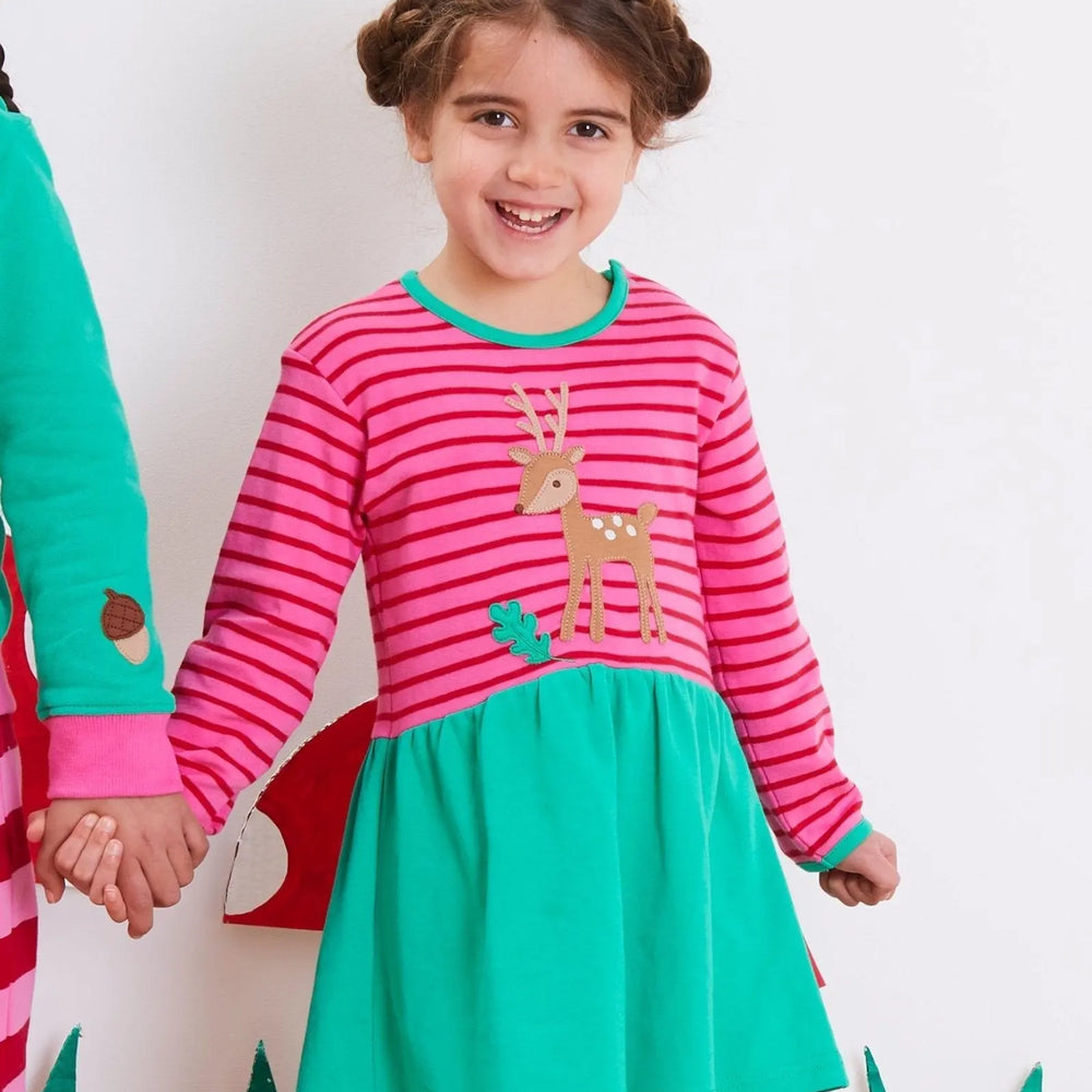 Organic Fawn Applique Twirl Dress Toby Tiger
