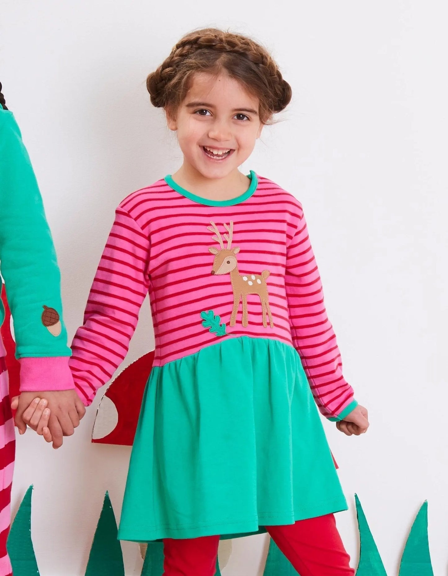 Organic Fawn Applique Twirl Dress Toby Tiger