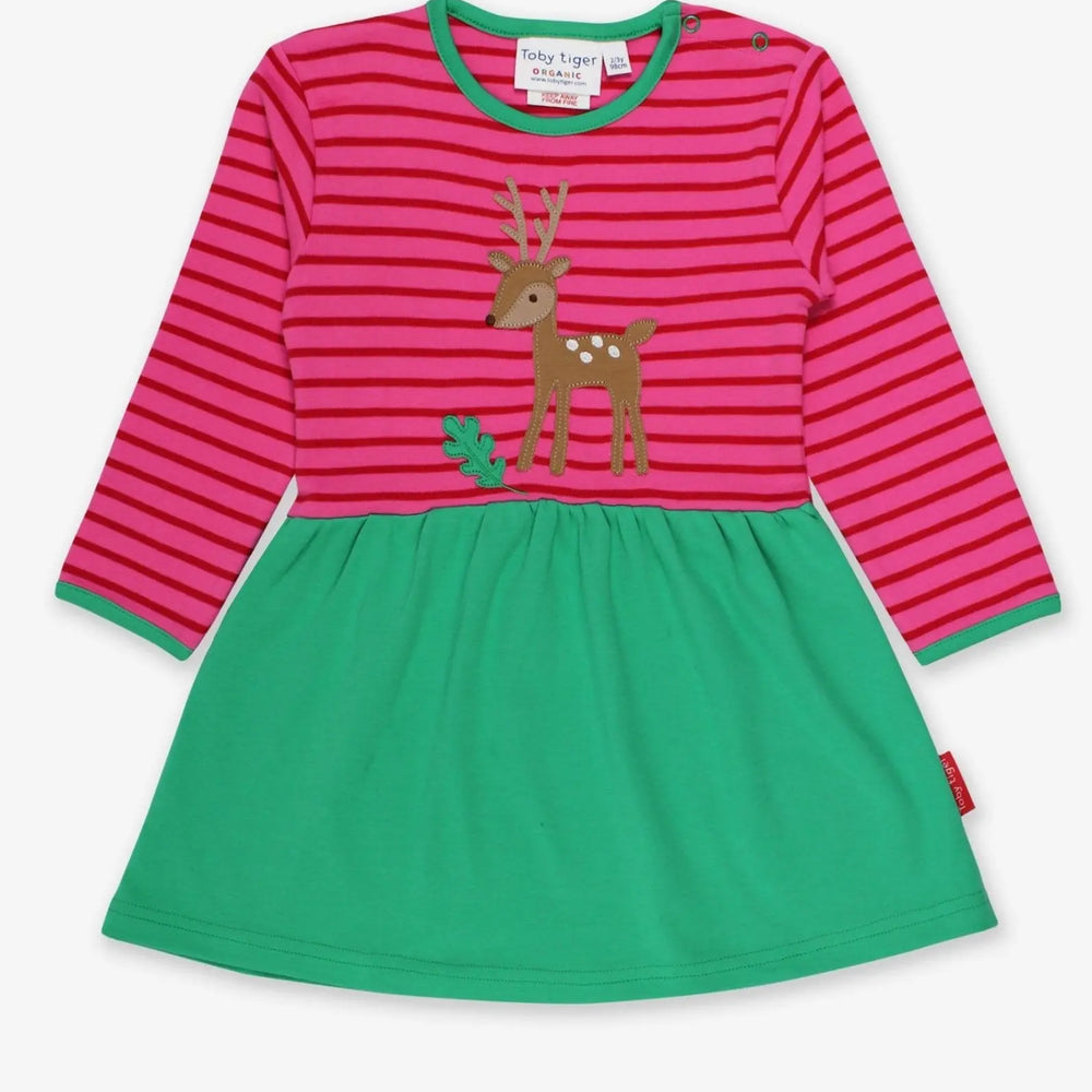 Organic Fawn Applique Twirl Dress Toby Tiger