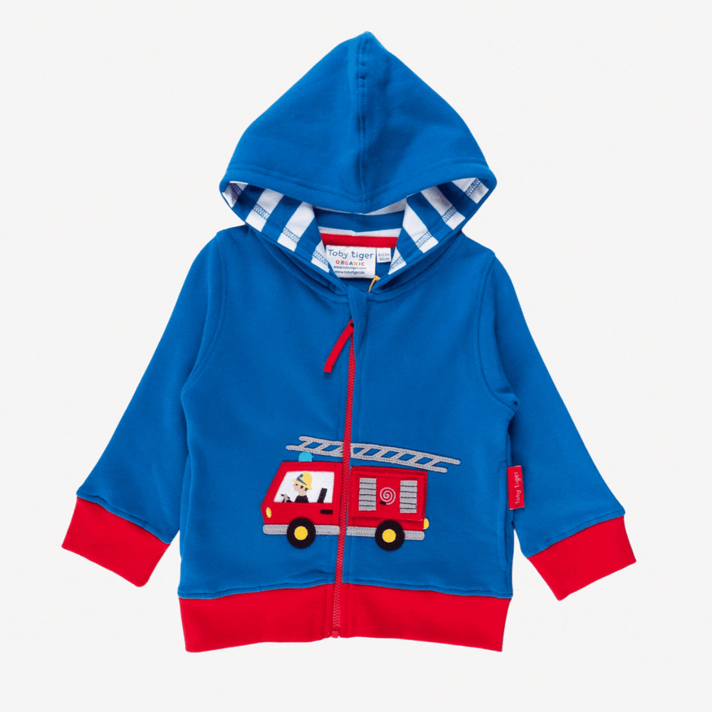 Organic Fire Engine Applique Hoodie Toby Tiger