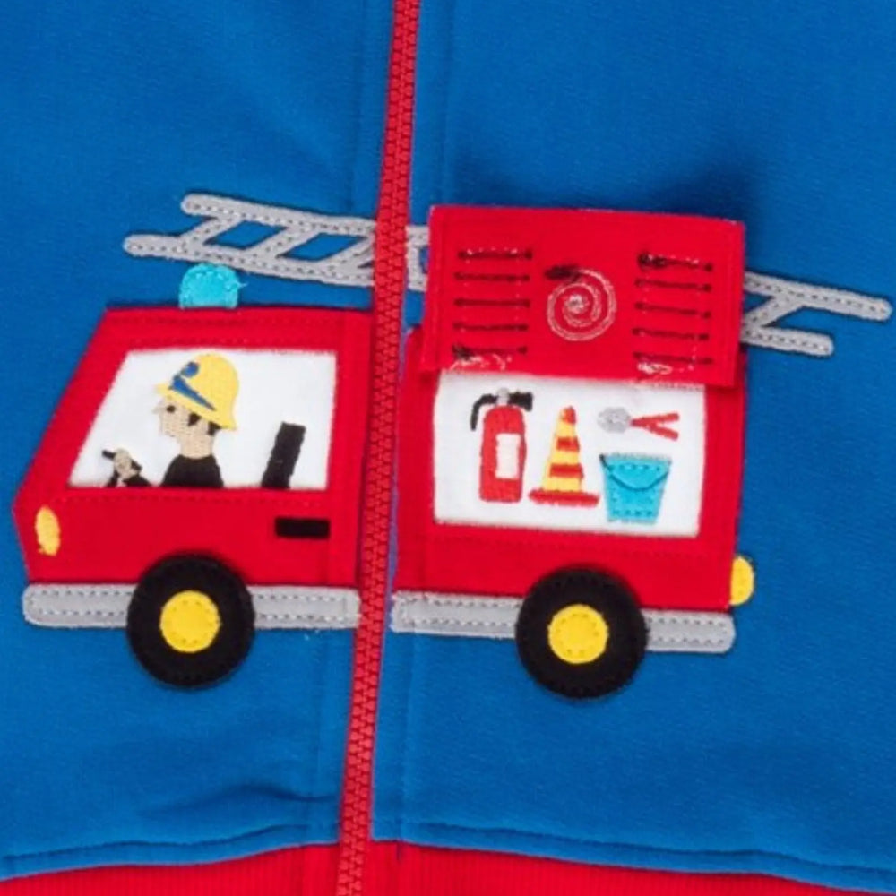 Organic Fire Engine Applique Hoodie Toby Tiger
