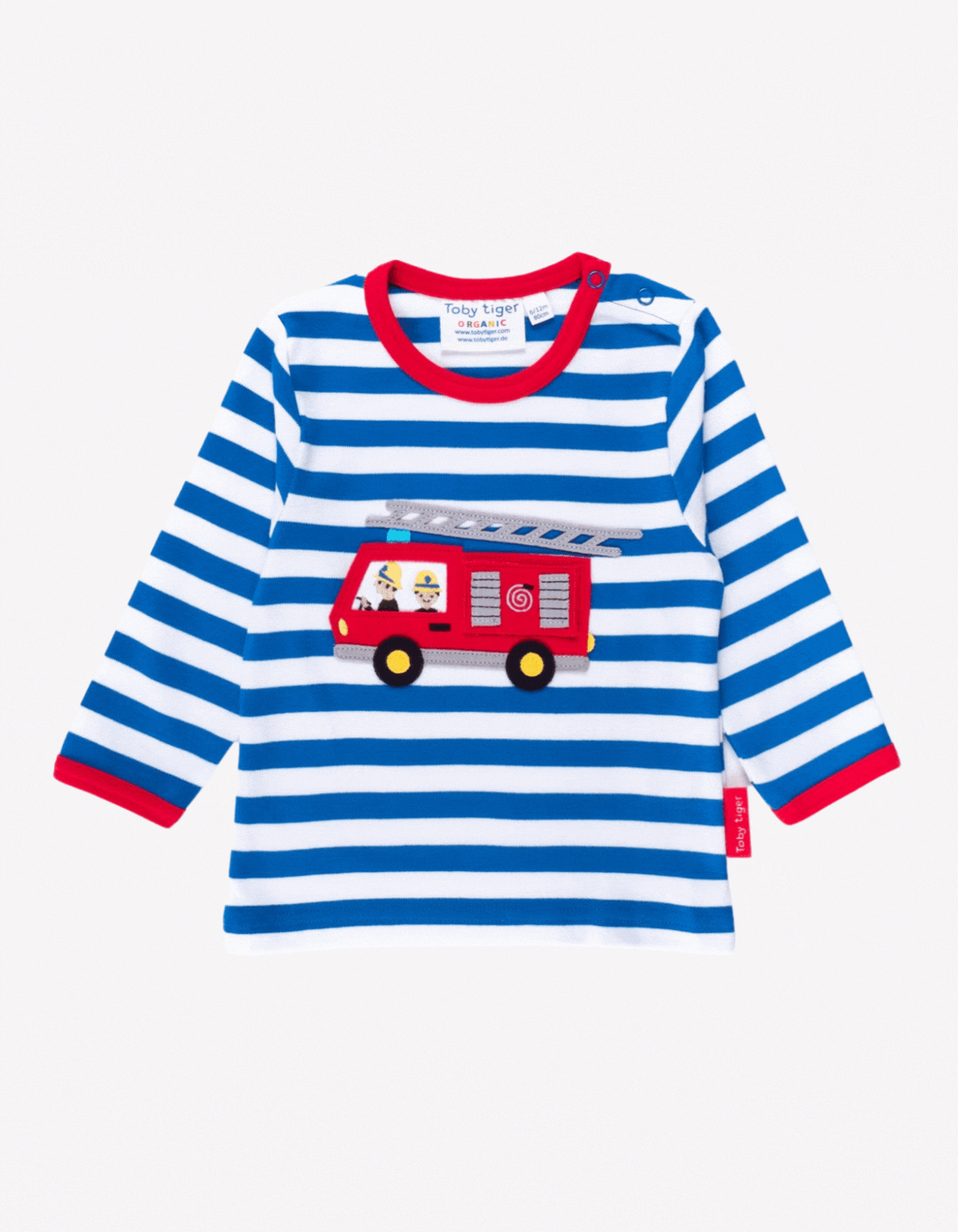 Organic Fire Engine Applique Long-Sleeved T-Shirt Toby Tiger