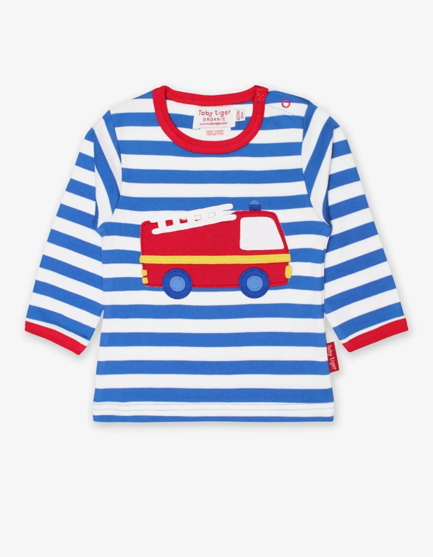 Organic Fire Engine Applique Long-Sleeved T-Shirt Toby Tiger