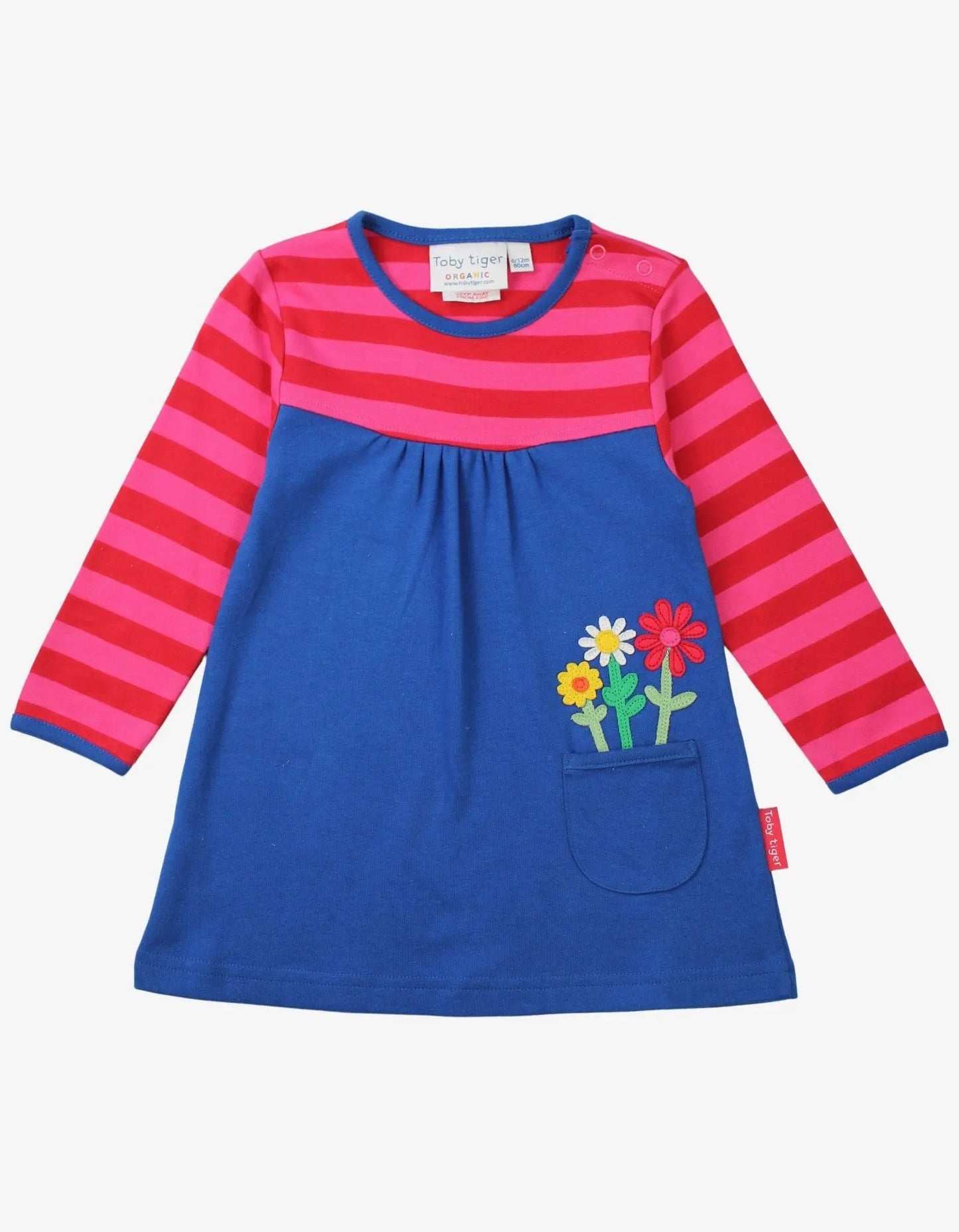 Organic Floral Applique Long-Sleeved Dress Toby Tiger