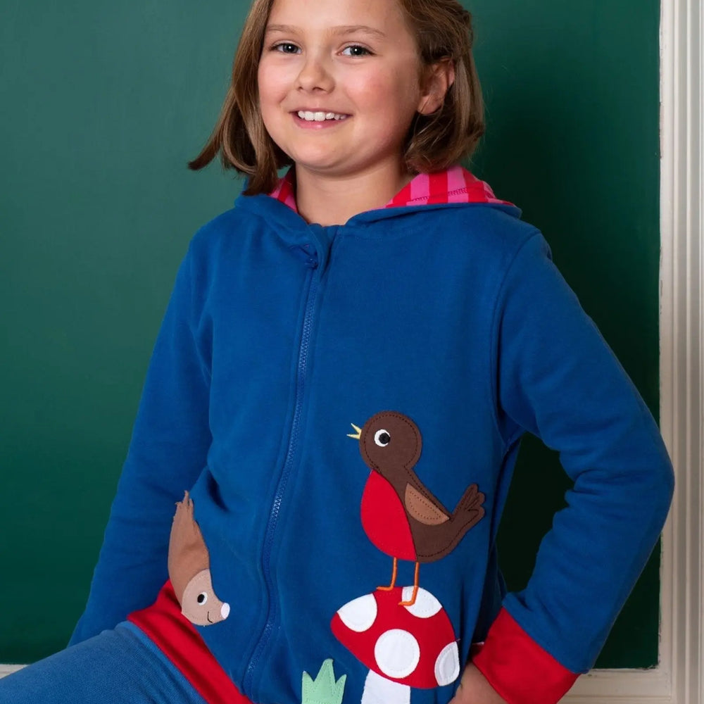 Organic Floral Mushroom Applique Hoodie Toby Tiger