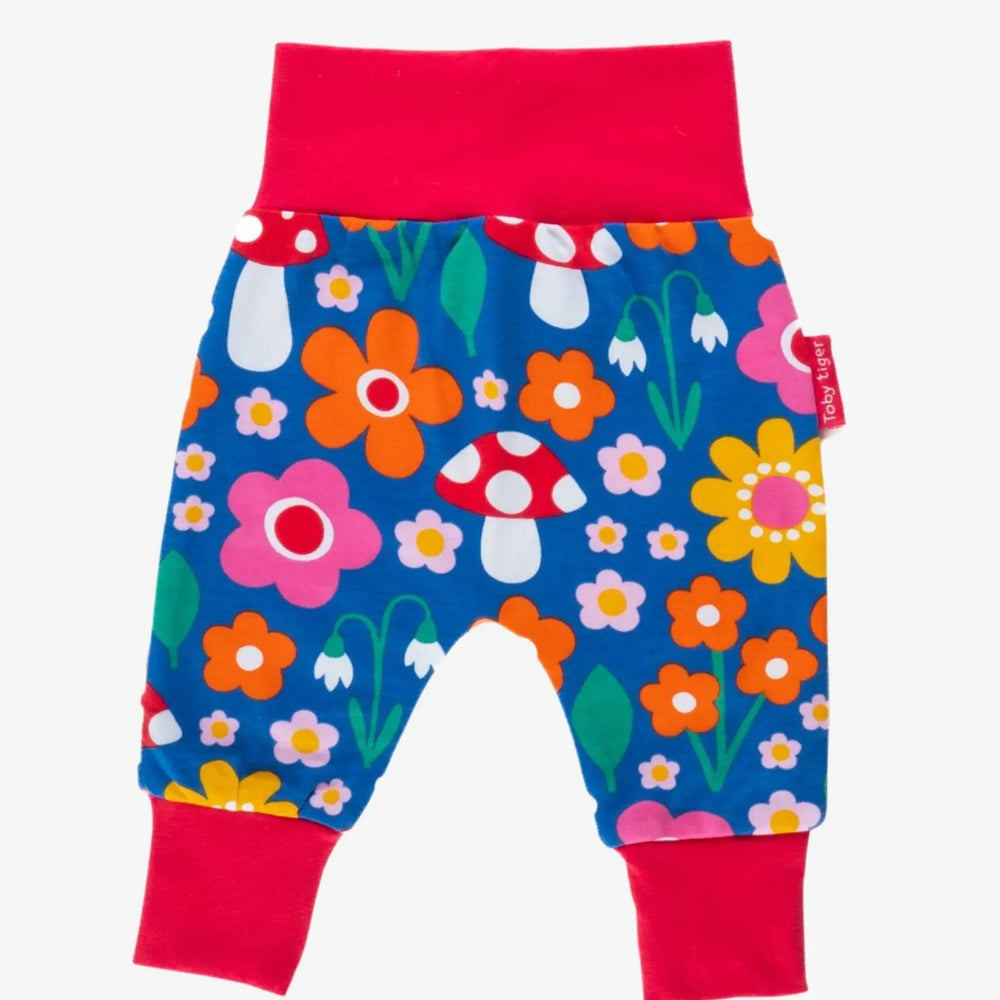 Organic Floral Mushroom Print Yoga Pants Toby Tiger