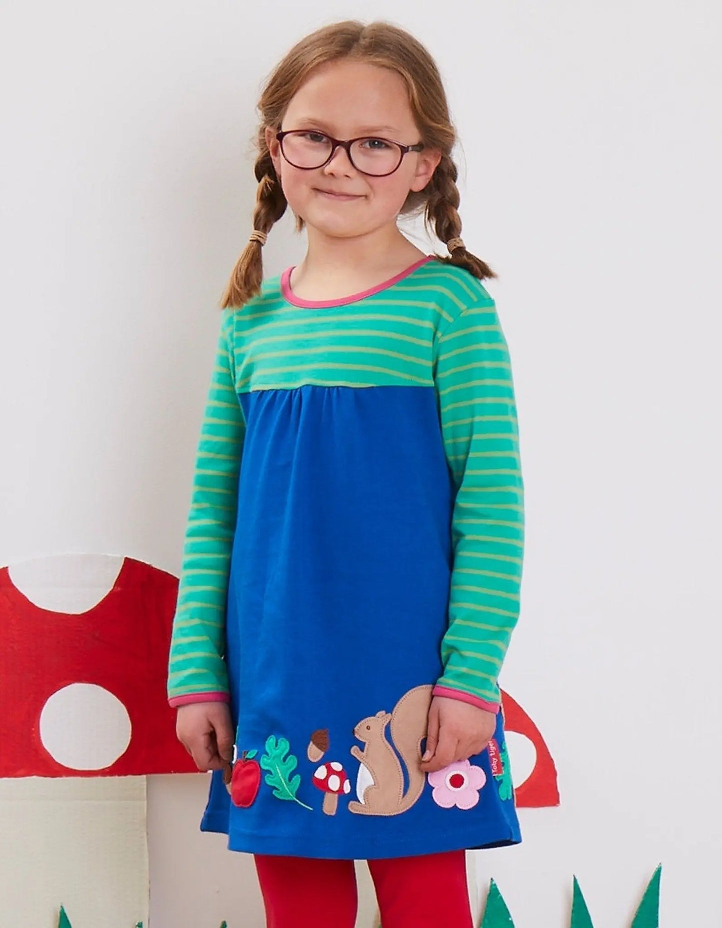 Organic Forest Adventure Applique T-Shirt Dress Toby Tiger