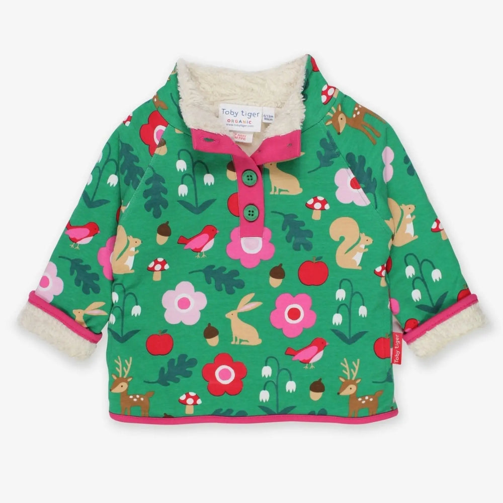 Organic Forest Adventure Print Cosy Fleece Sweatshirt Toby Tiger