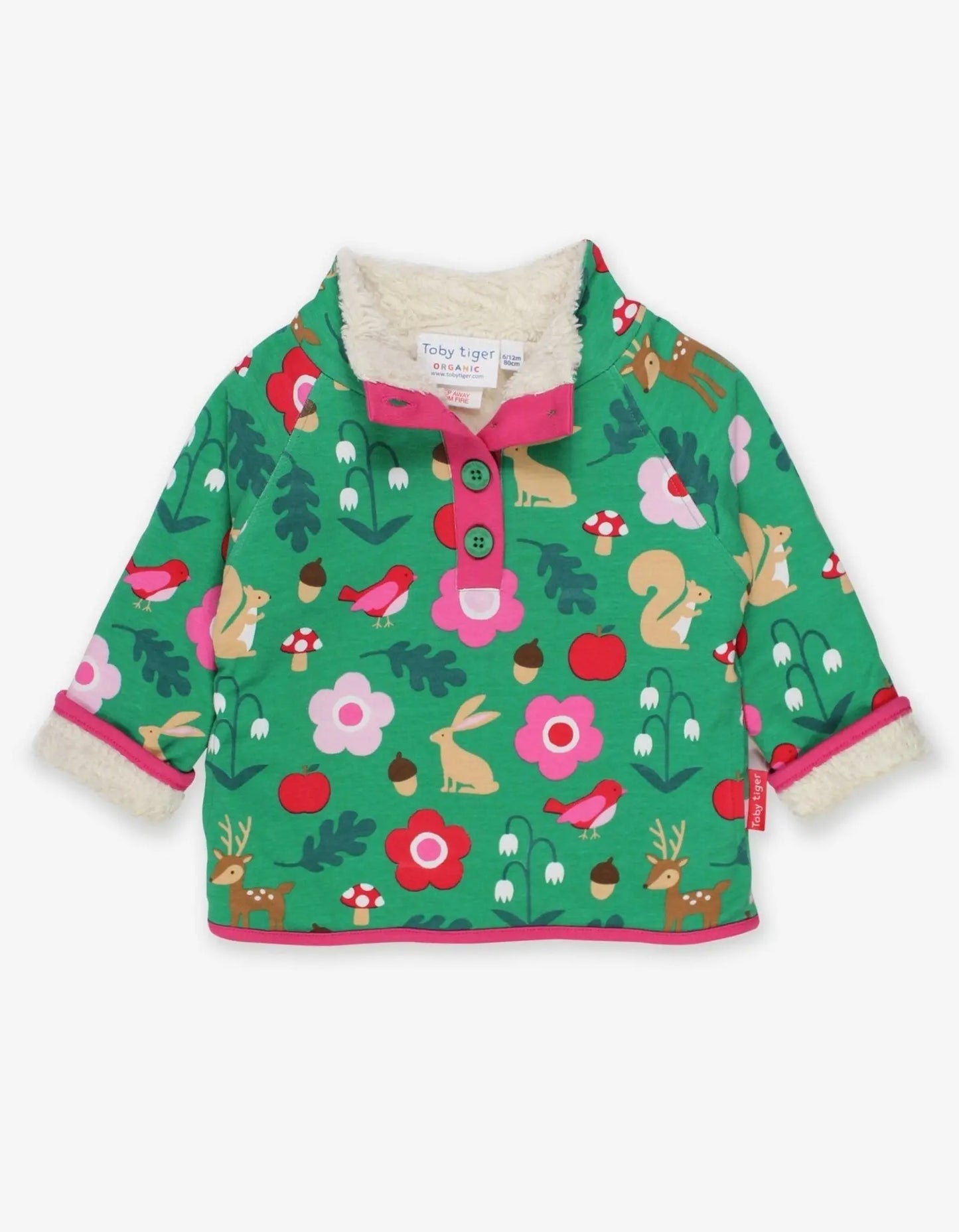 Organic Forest Adventure Print Cosy Fleece Sweatshirt Toby Tiger