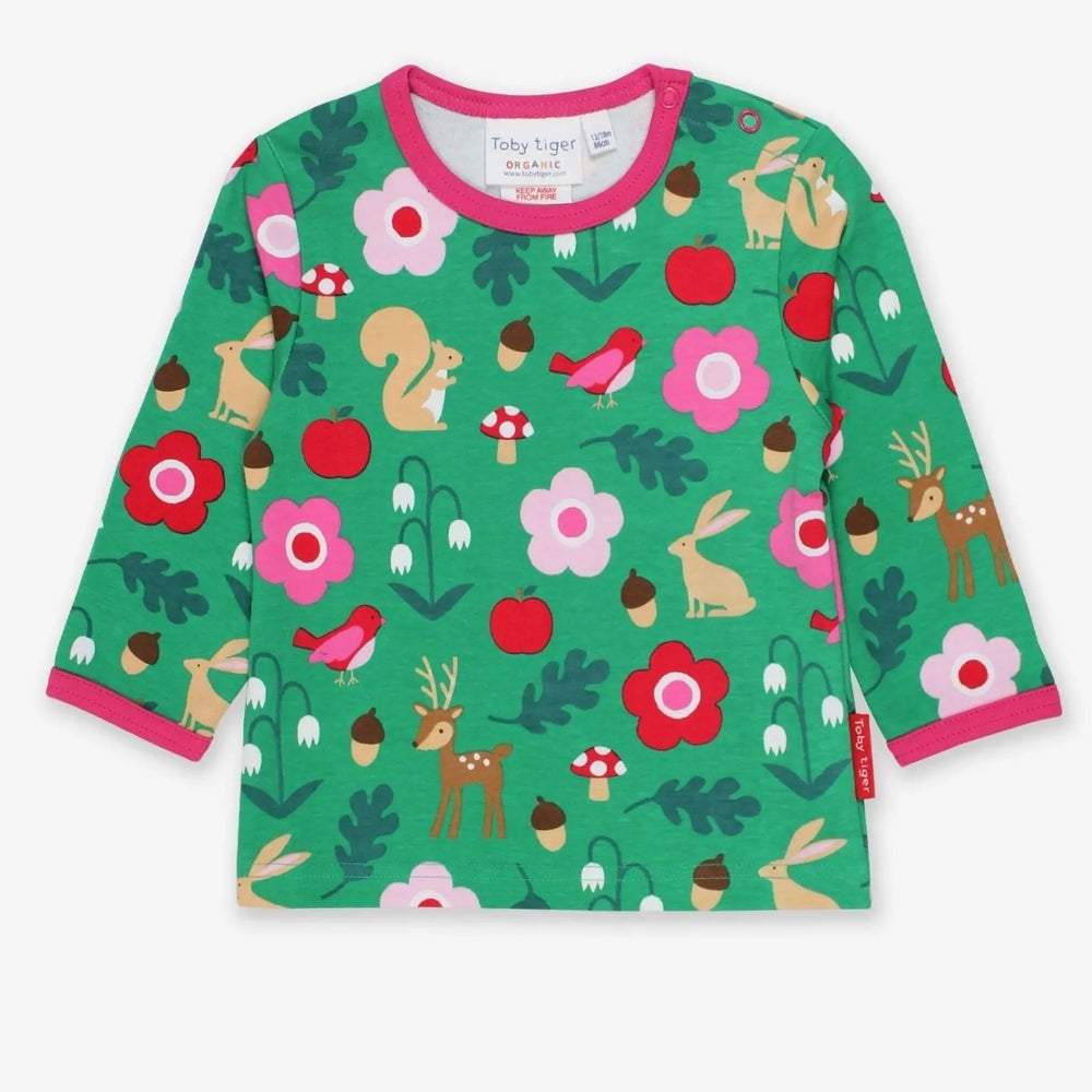 Organic Forest Adventure Print Long-Sleeved T-Shirt Toby Tiger
