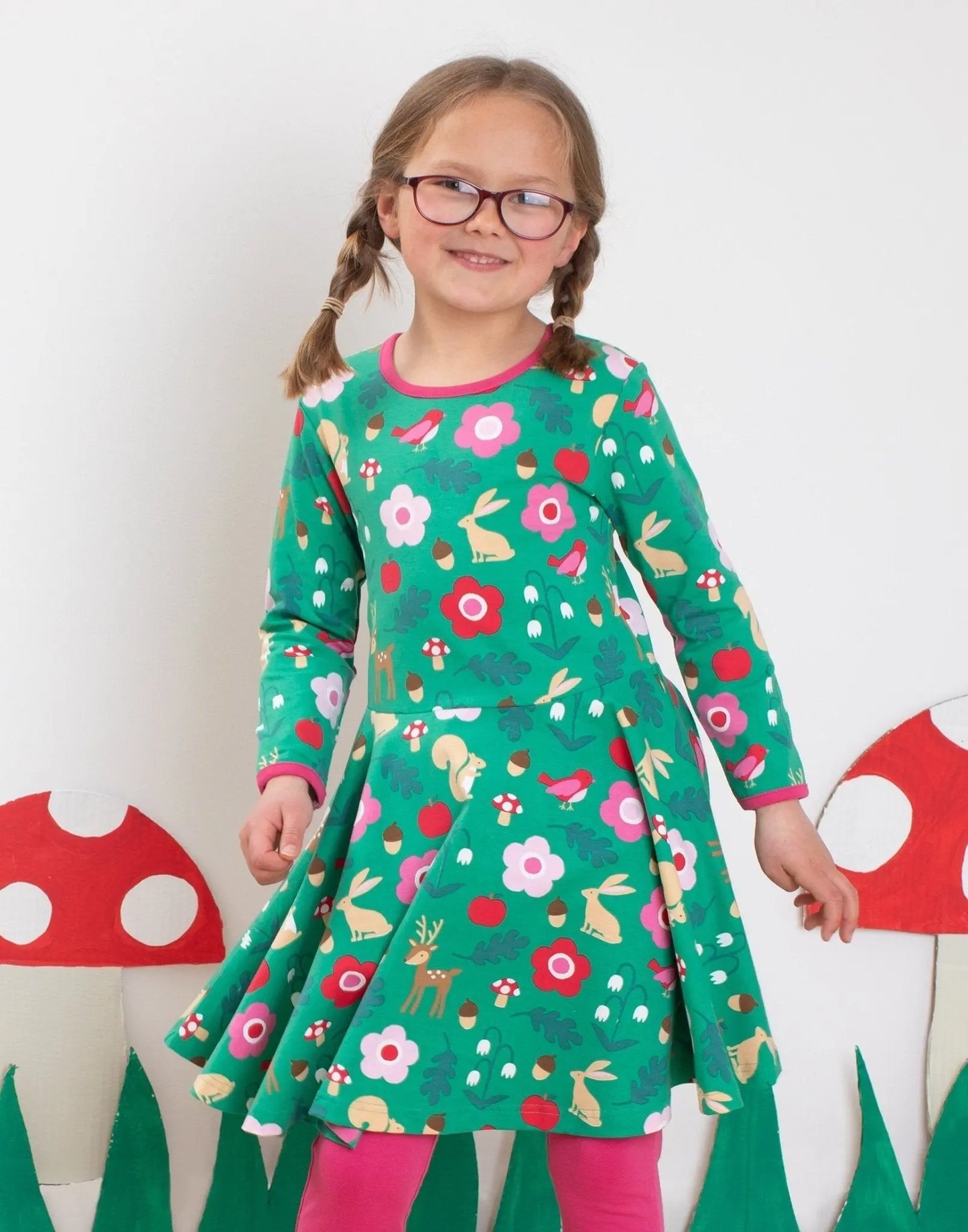 Organic Forest Adventure Print Skater Dress Toby Tiger