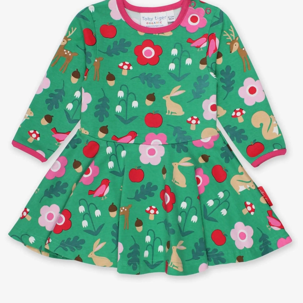 Organic Forest Adventure Print Skater Dress Toby Tiger
