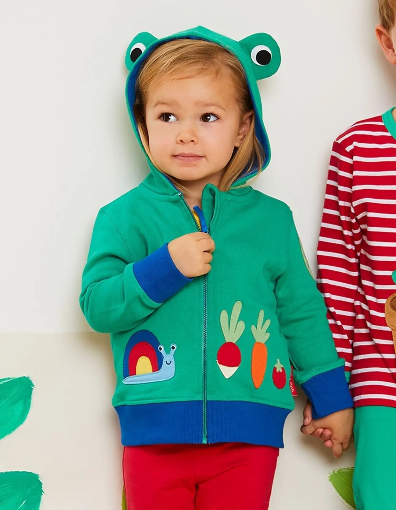 Organic Frog Applique Hoodie Toby Tiger