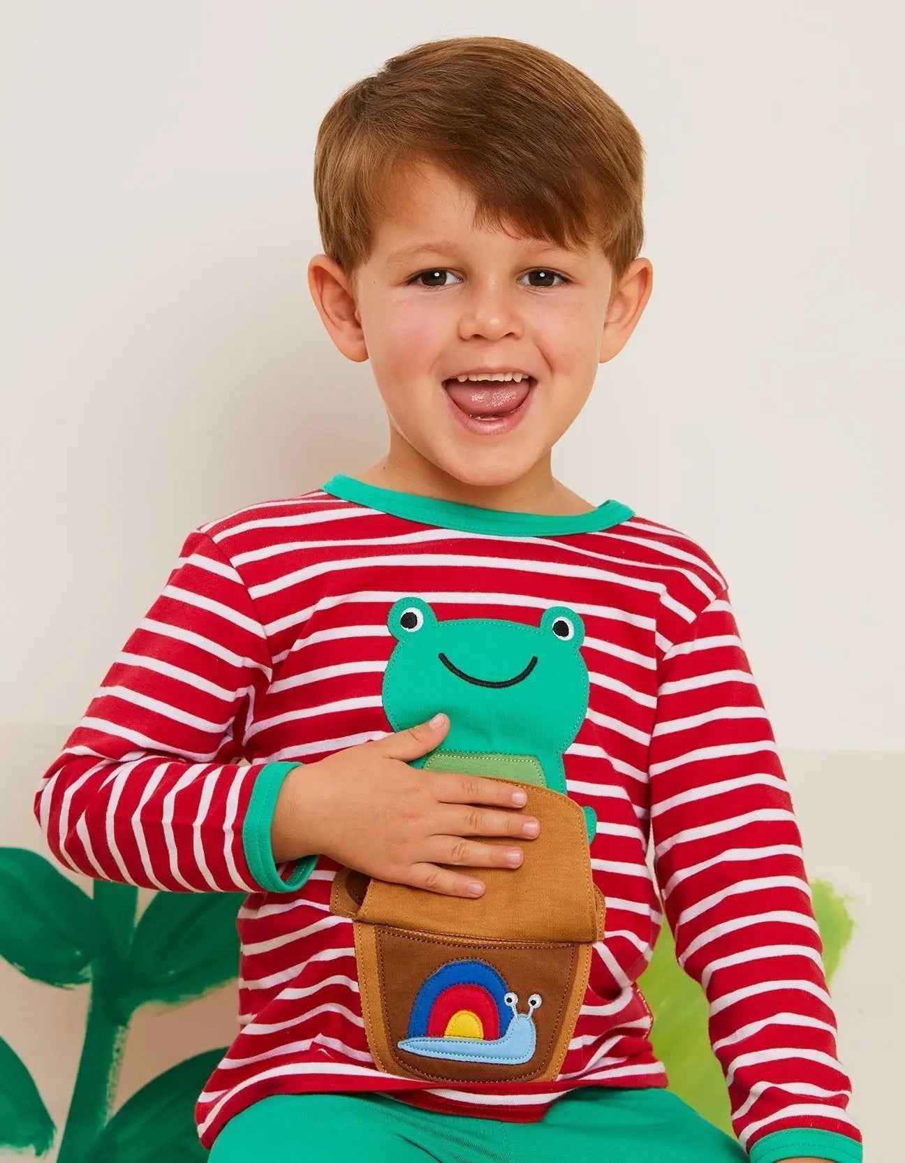 Organic Frog Applique Long-Sleeved T-Shirt Toby Tiger