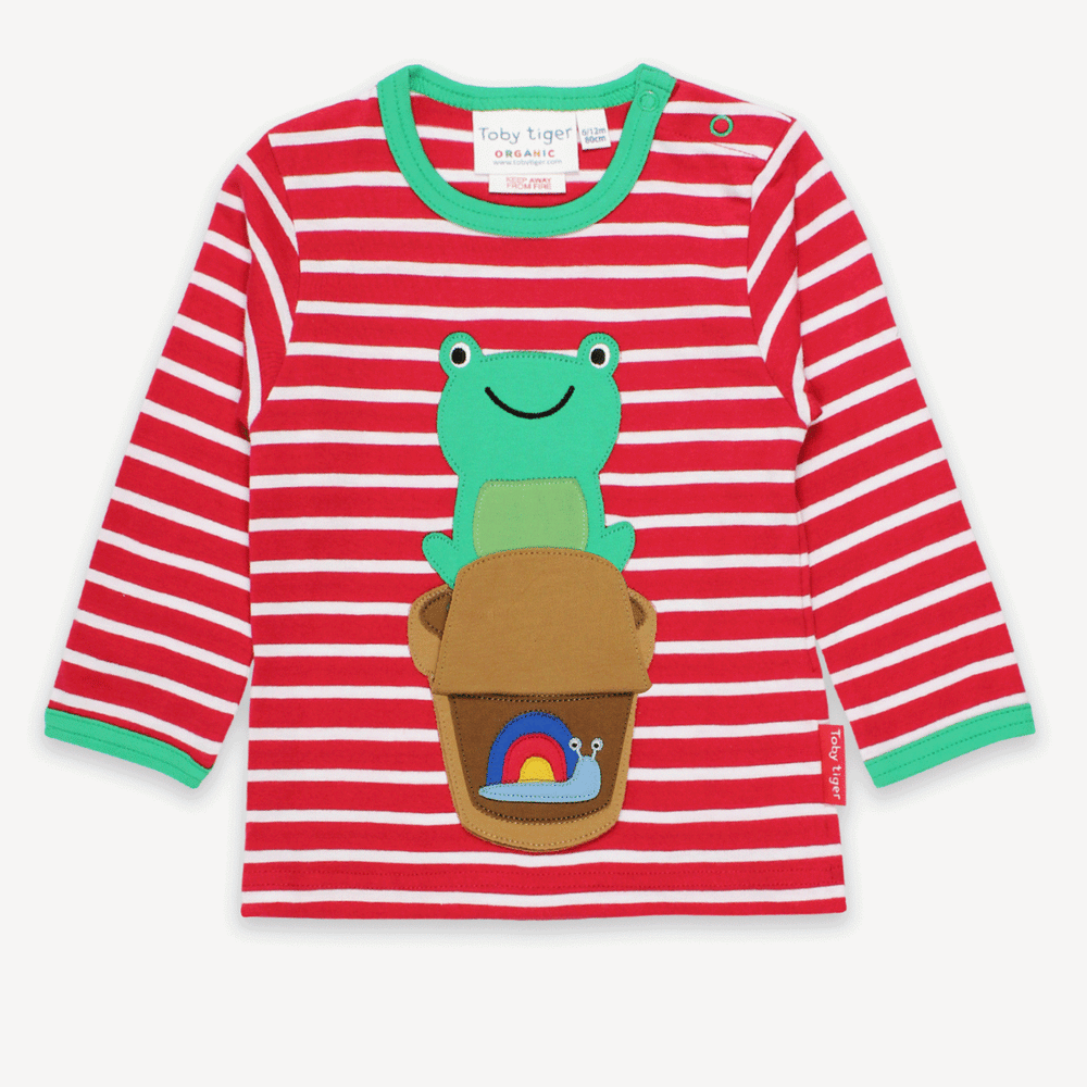 Organic Frog Applique Long-Sleeved T-Shirt Toby Tiger