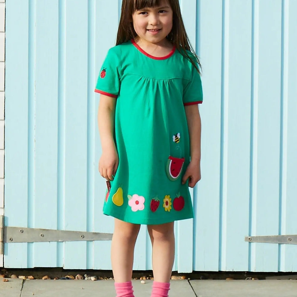 Organic Fruit Flower Applique T-Shirt Dress Toby Tiger