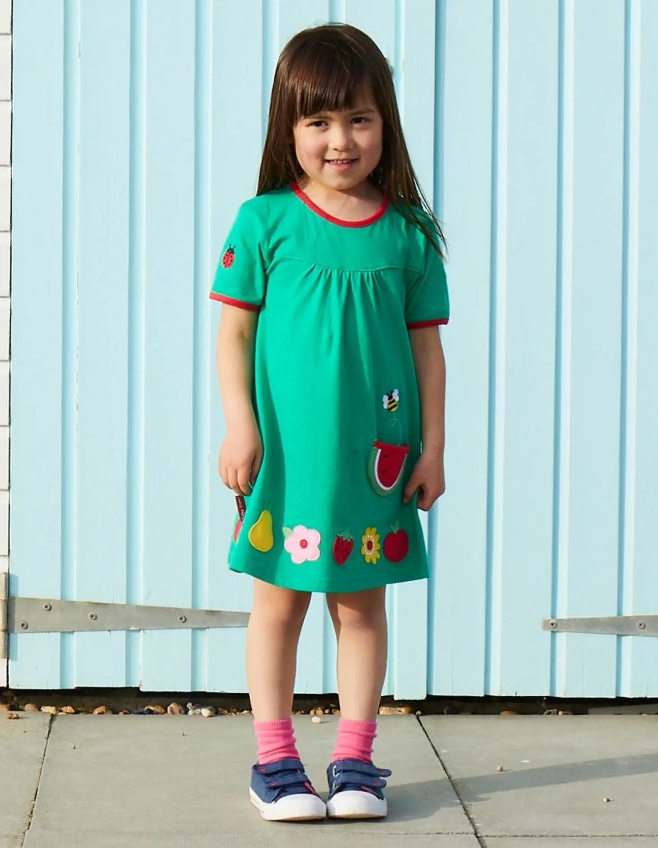 Organic Fruit Flower Applique T-Shirt Dress Toby Tiger