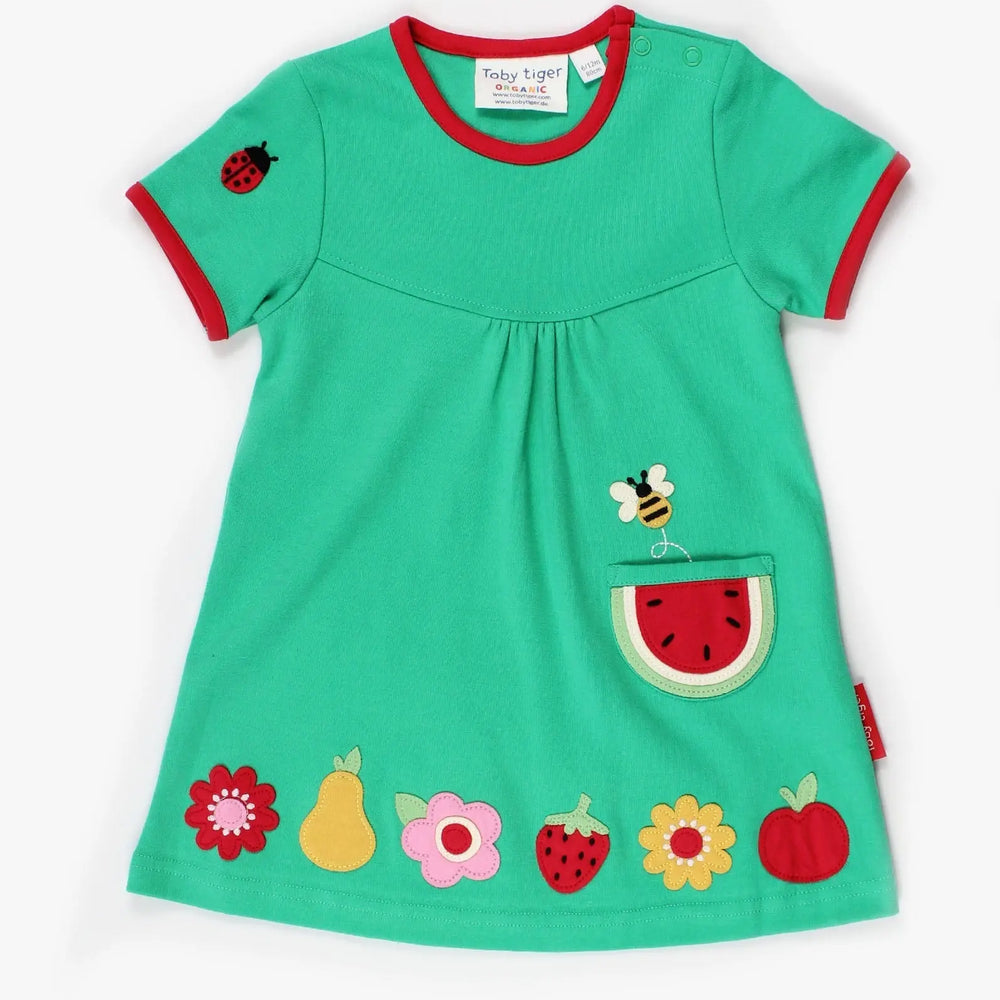 Organic Fruit Flower Applique T-Shirt Dress Toby Tiger
