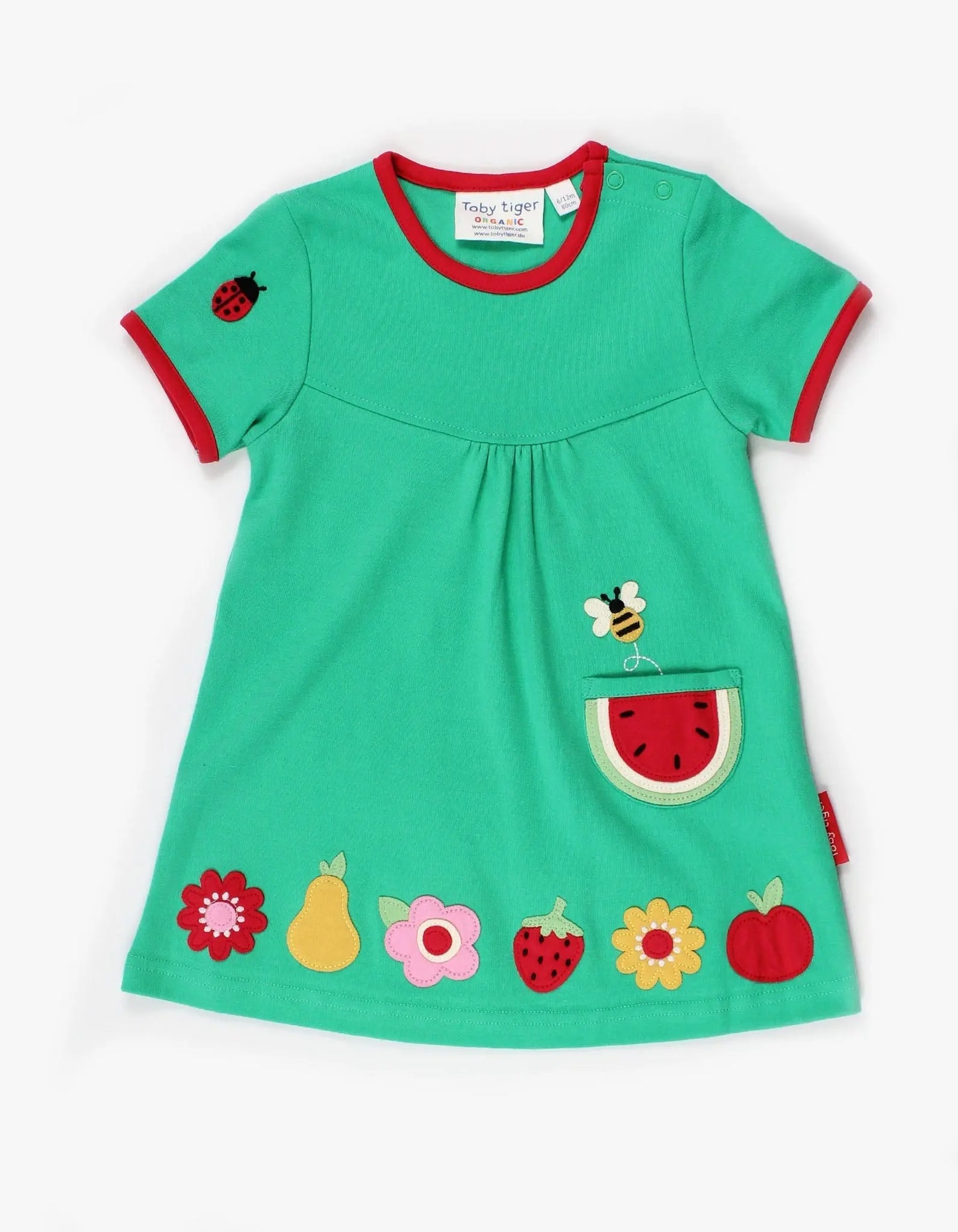 Organic Fruit Flower Applique T-Shirt Dress Toby Tiger
