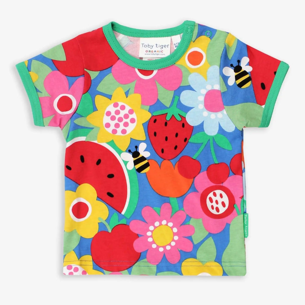 Organic Fruit Flower Print Short-Sleeved T-Shirt Toby Tiger