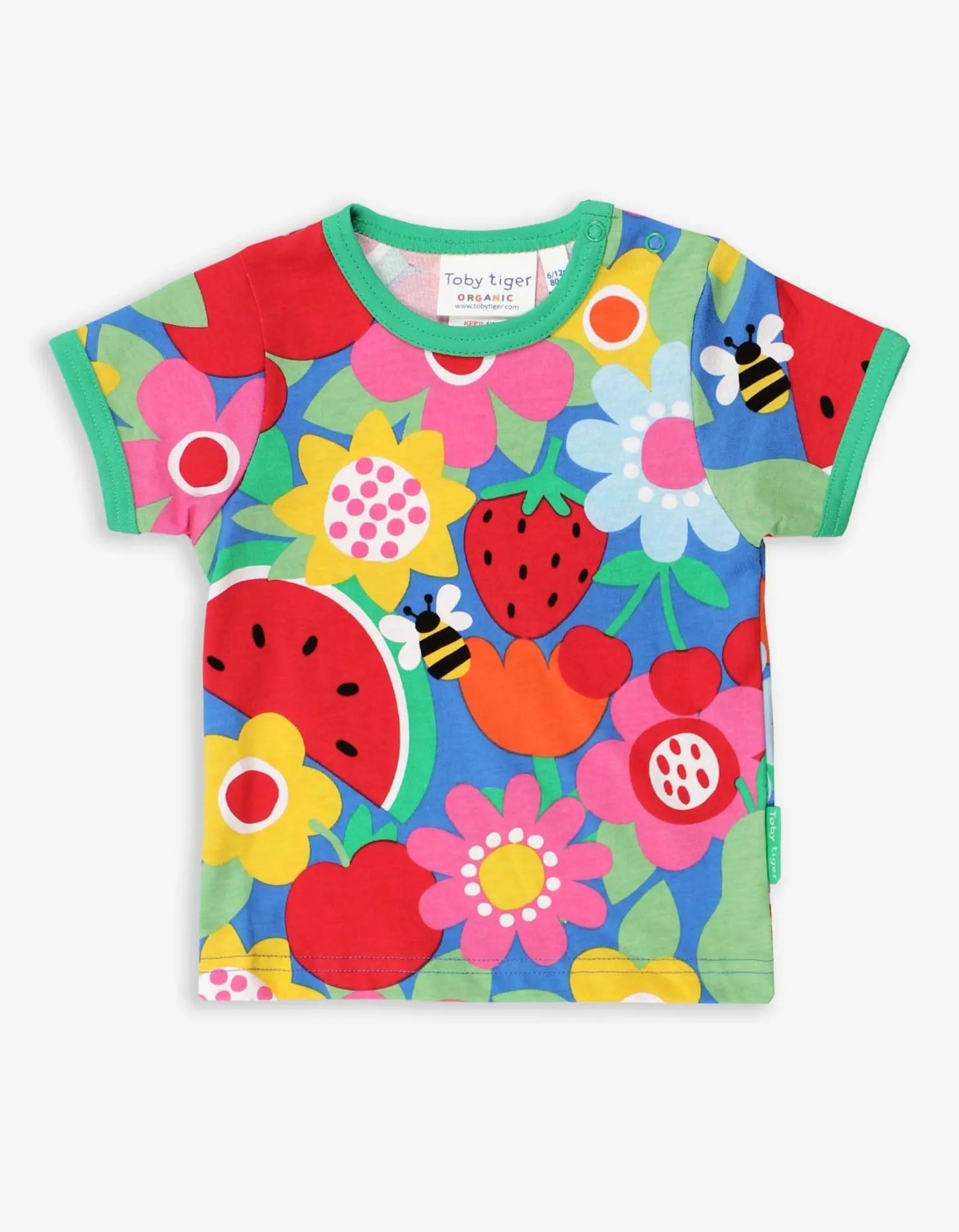 Organic Fruit Flower Print Short-Sleeved T-Shirt Toby Tiger