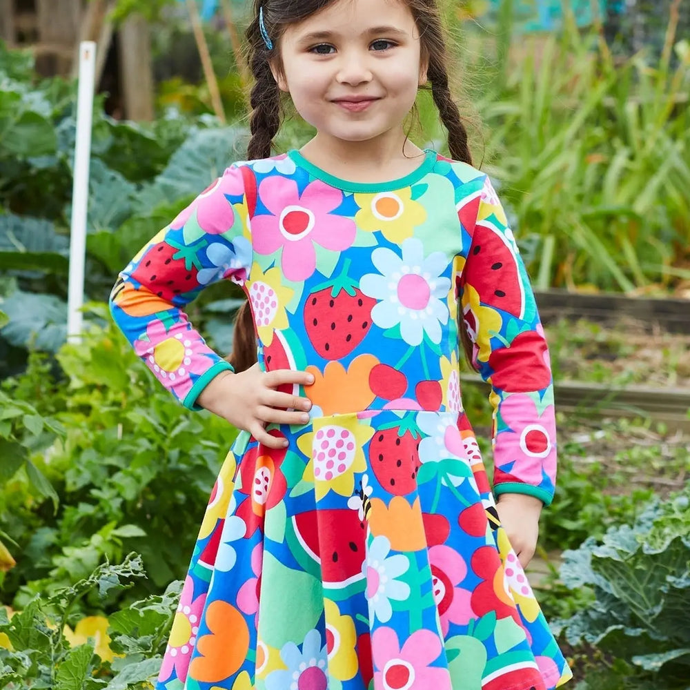 Organic Fruit Flower Print Skater Dress Toby Tiger
