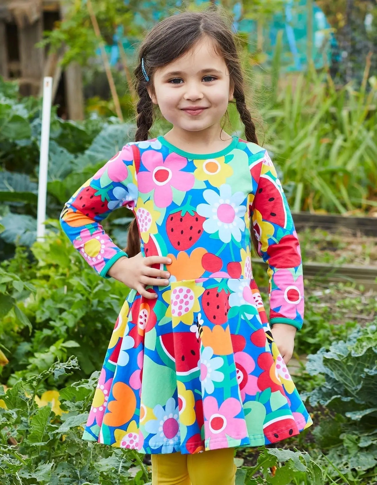 Organic Fruit Flower Print Skater Dress Toby Tiger