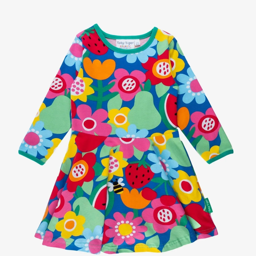 Organic Fruit Flower Print Skater Dress Toby Tiger