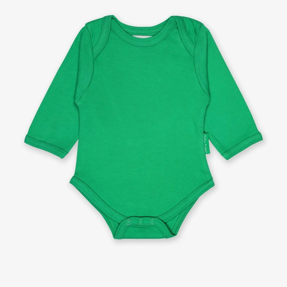 Organic Green Basic Long-Sleeved Baby Bodysuit Toby Tiger