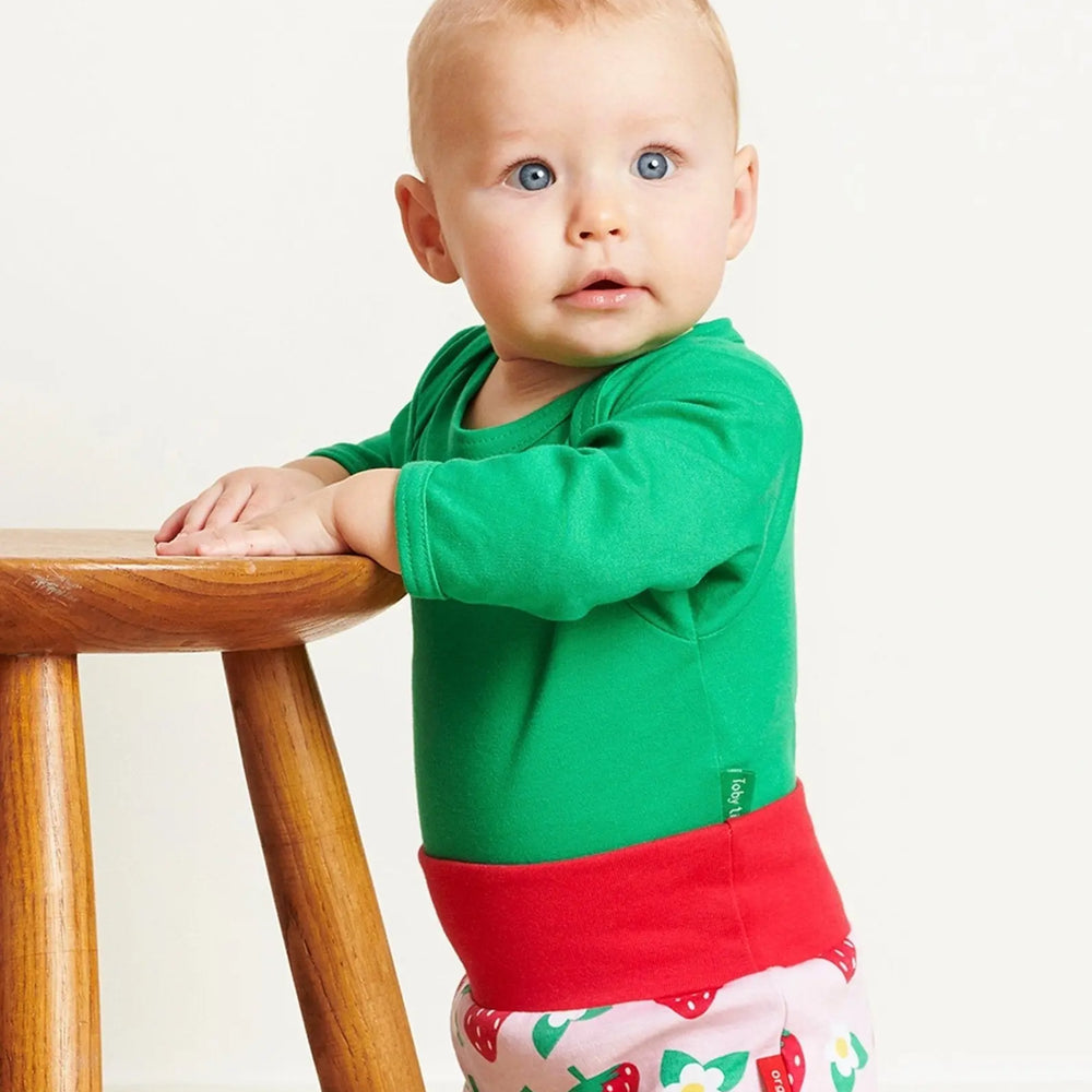 Organic Green Basic Long-Sleeved Baby Bodysuit Toby Tiger