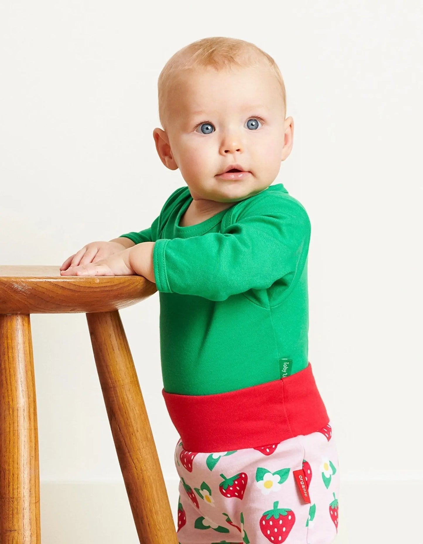 Organic Green Basic Long-Sleeved Baby Bodysuit Toby Tiger