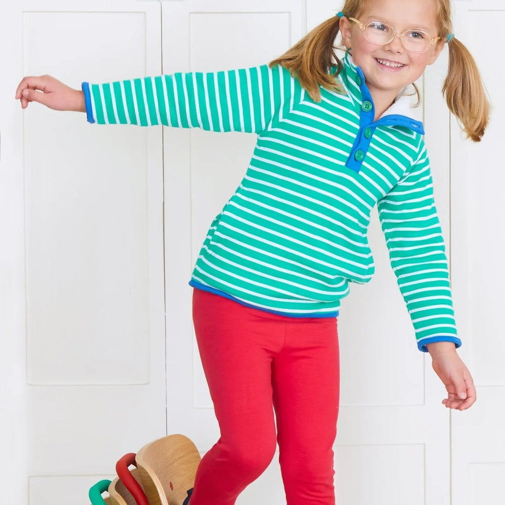 Organic Green Breton Cosy Fleece Sweatshirt Toby Tiger