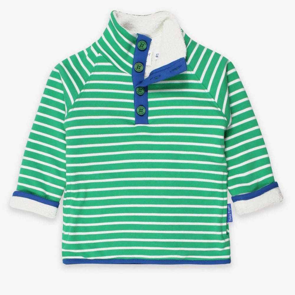 Organic Green Breton Cosy Fleece Sweatshirt Toby Tiger