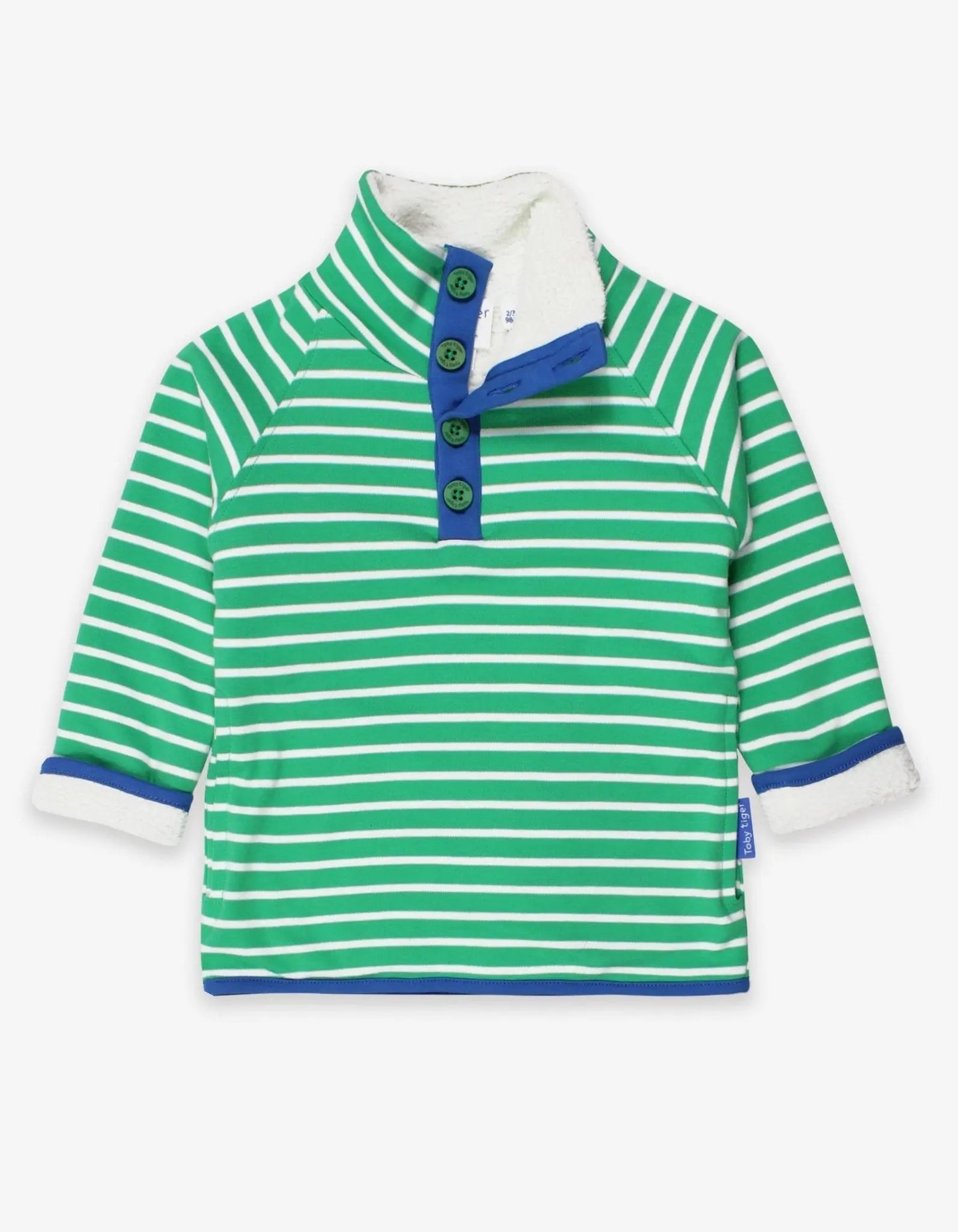 Organic Green Breton Cosy Fleece Sweatshirt Toby Tiger