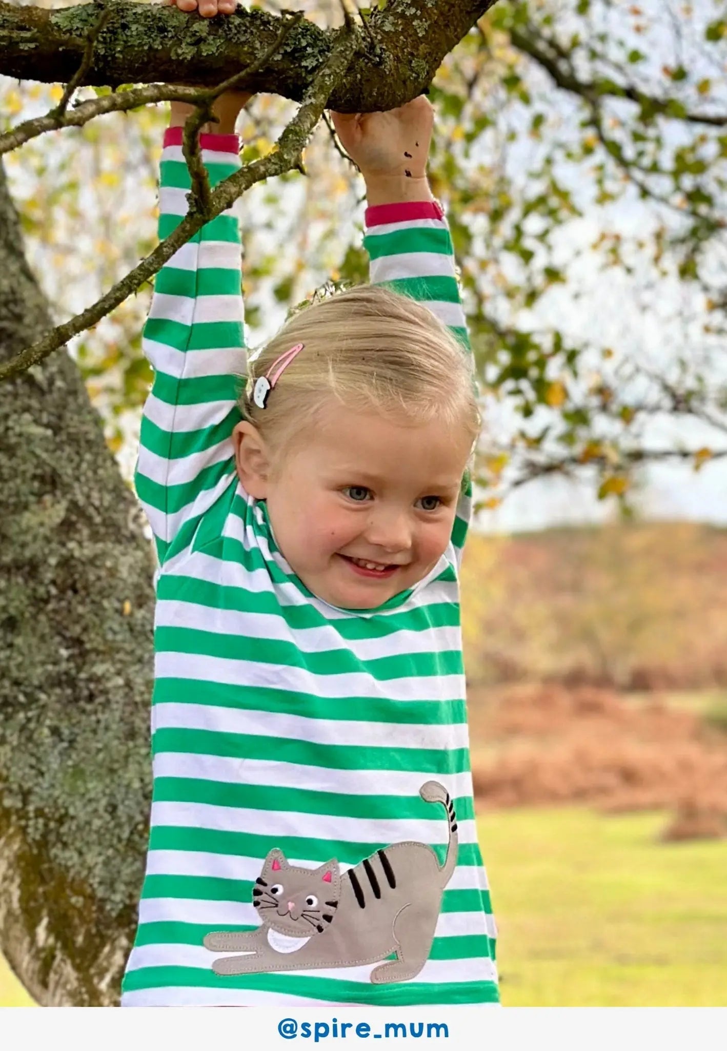 Organic Green Kitten Applique Long-Sleeved T-Shirt Toby Tiger