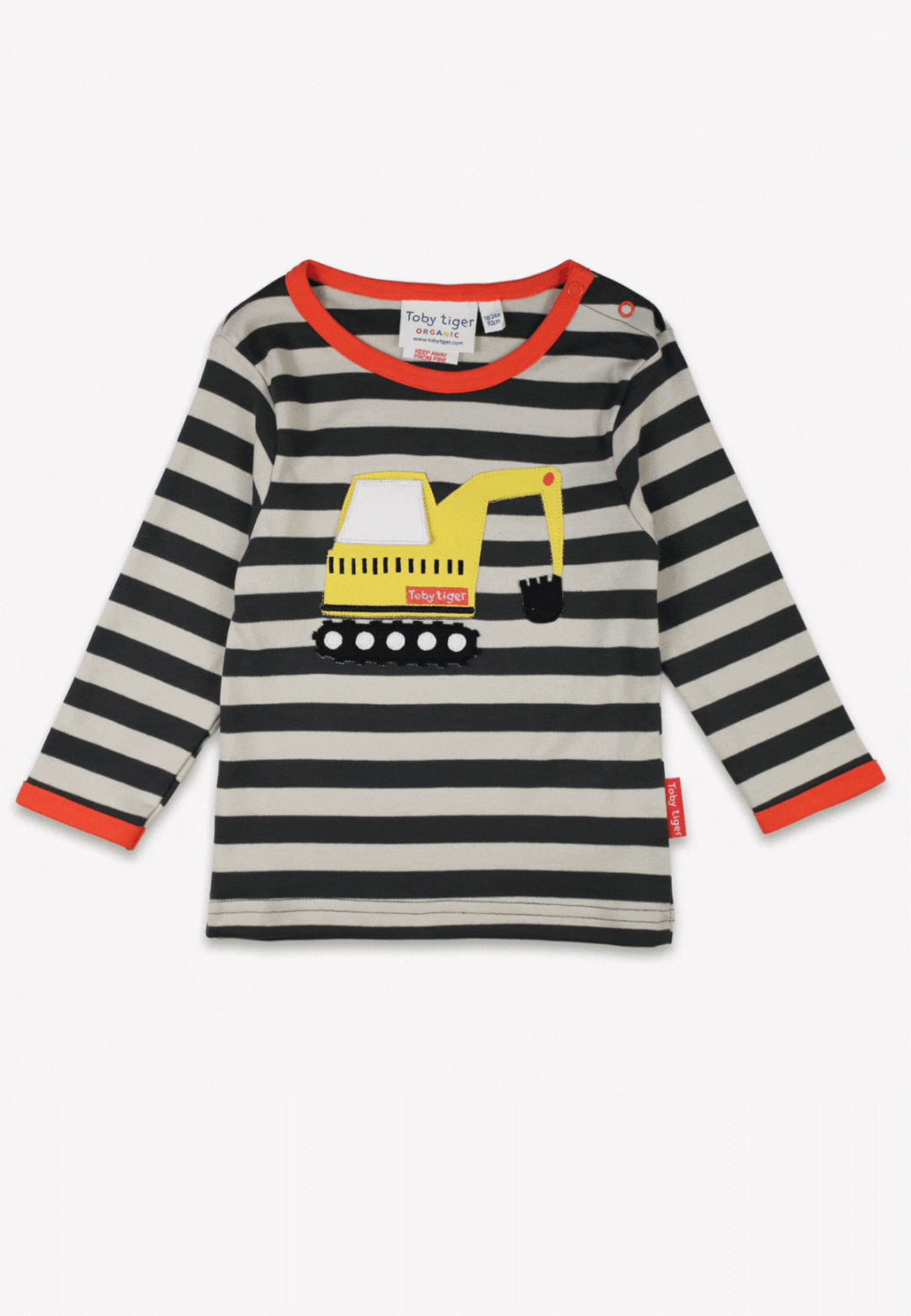 Organic Grey Digger Applique Long-Sleeved T-shirt Toby Tiger