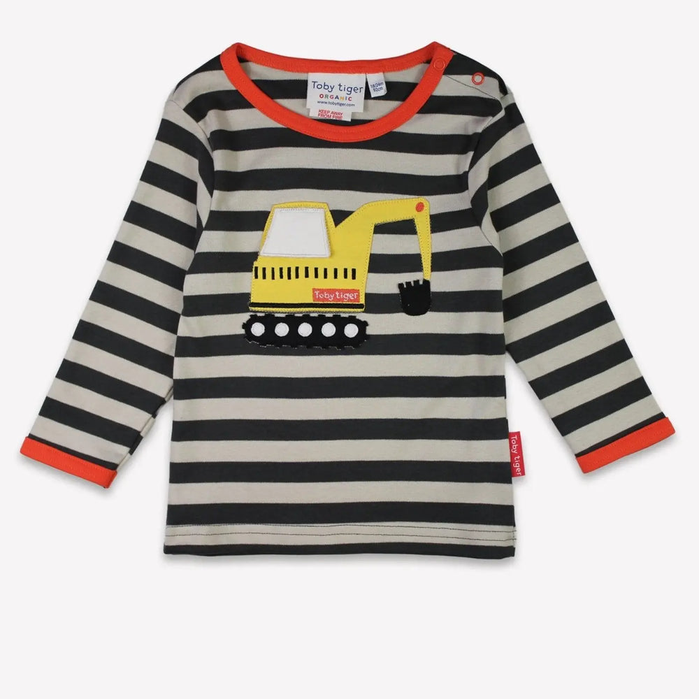 Organic Grey Digger Applique Long-Sleeved T-shirt Toby Tiger