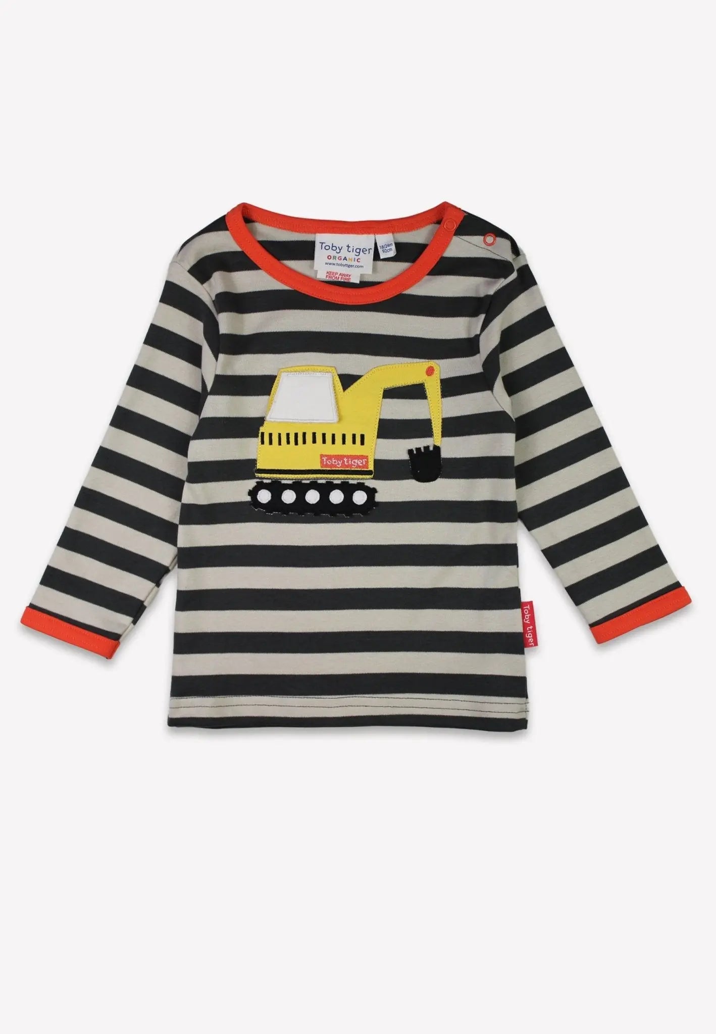Organic Grey Digger Applique Long-Sleeved T-shirt Toby Tiger