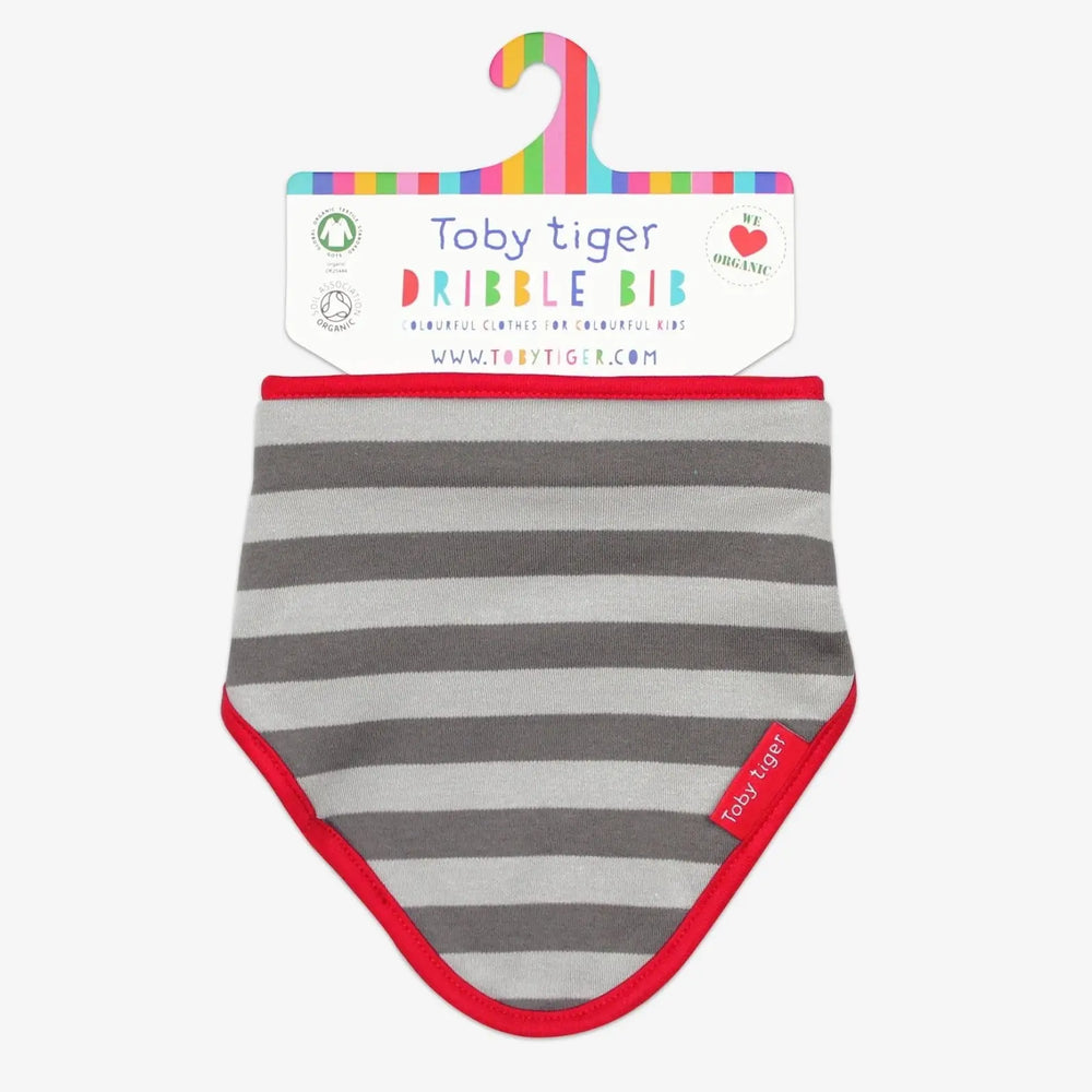 Organic Grey Stripe Dribble Bib Toby Tiger