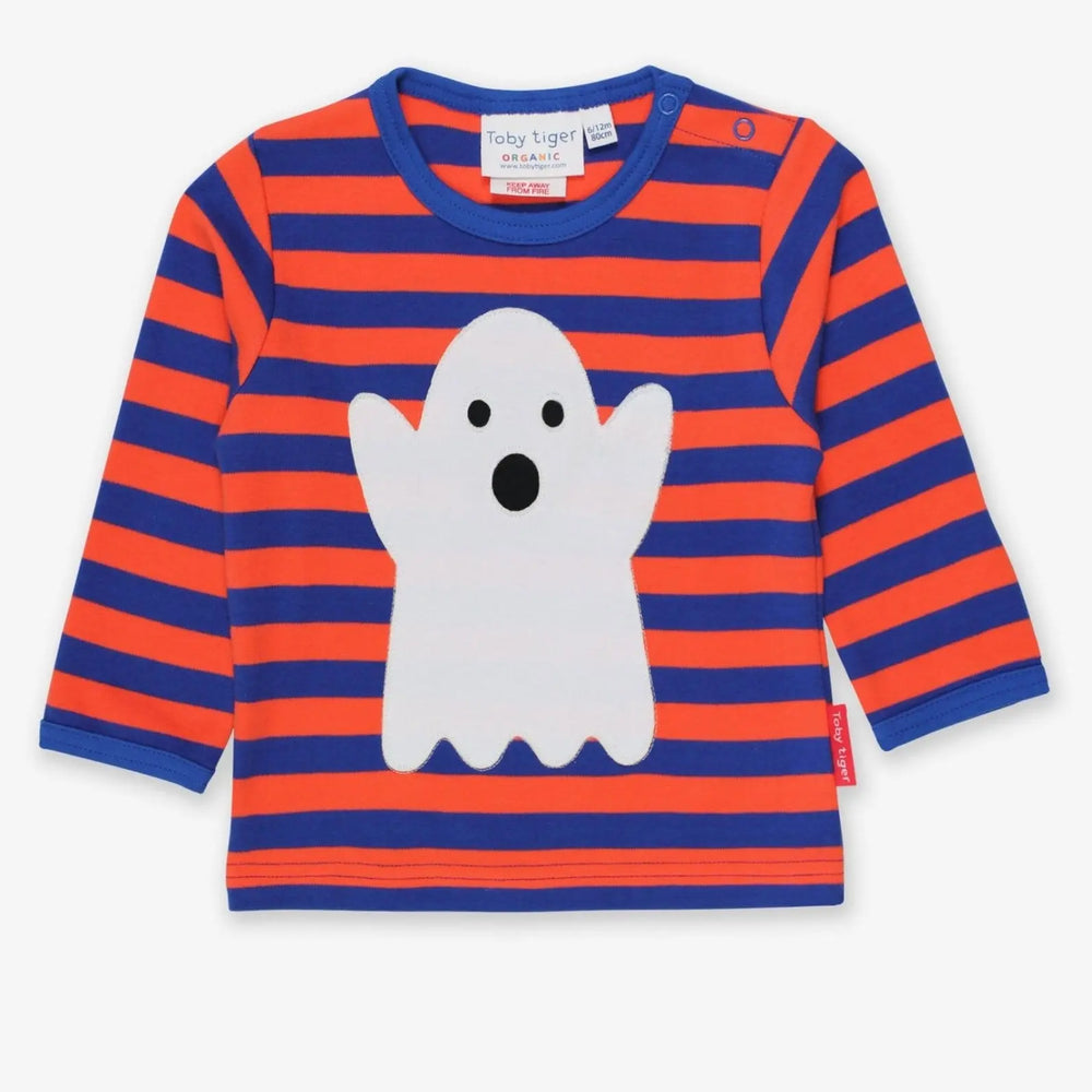 Organic Halloween Ghost Applique Long-Sleeved T-Shirt Toby Tiger