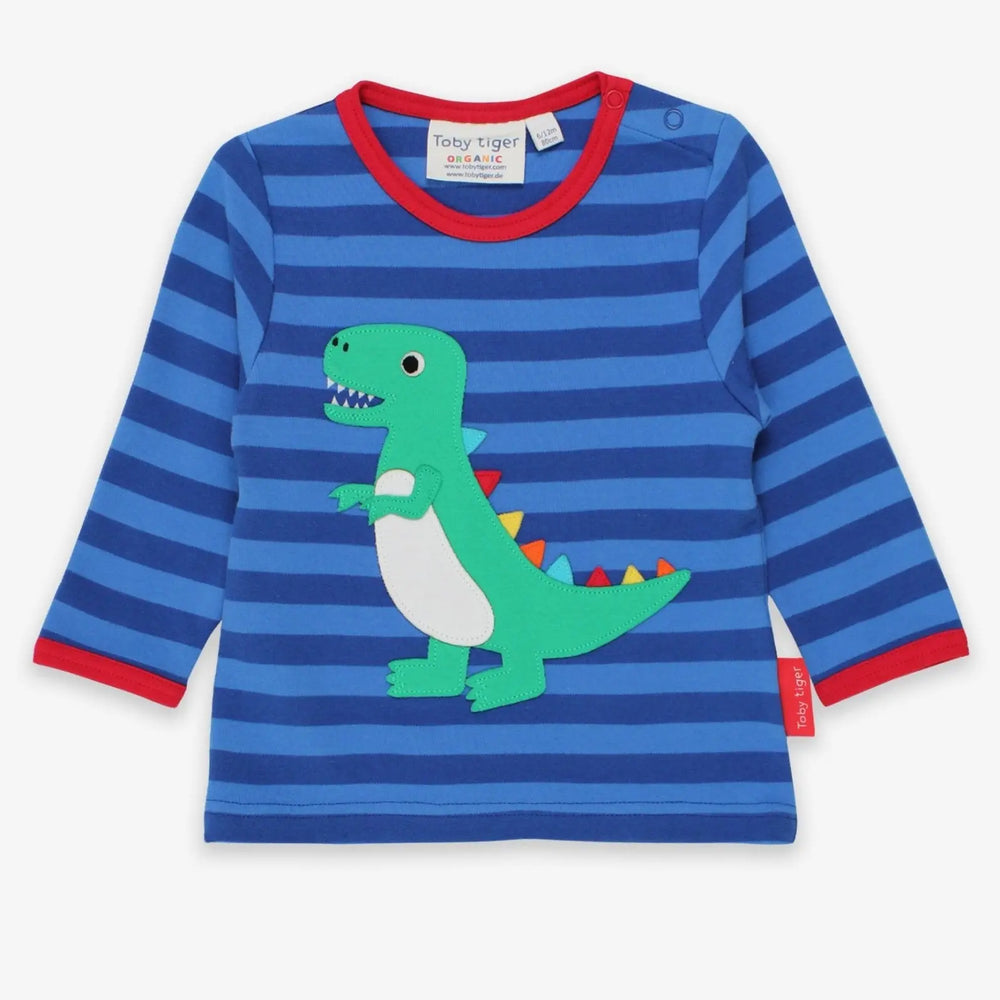 Organic Happy Green T-REX Applique Long-Sleeved T-Shirt Toby Tiger