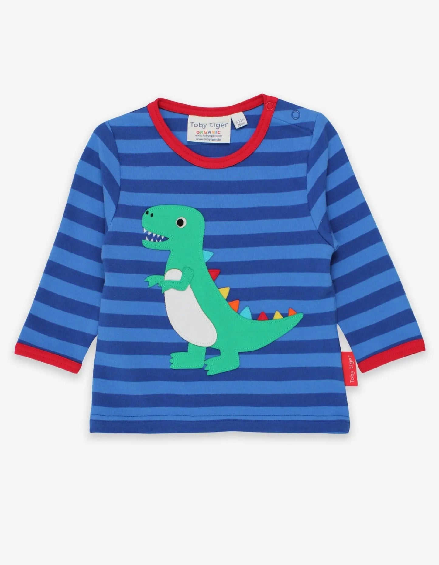 Organic Happy Green T-REX Applique Long-Sleeved T-Shirt Toby Tiger